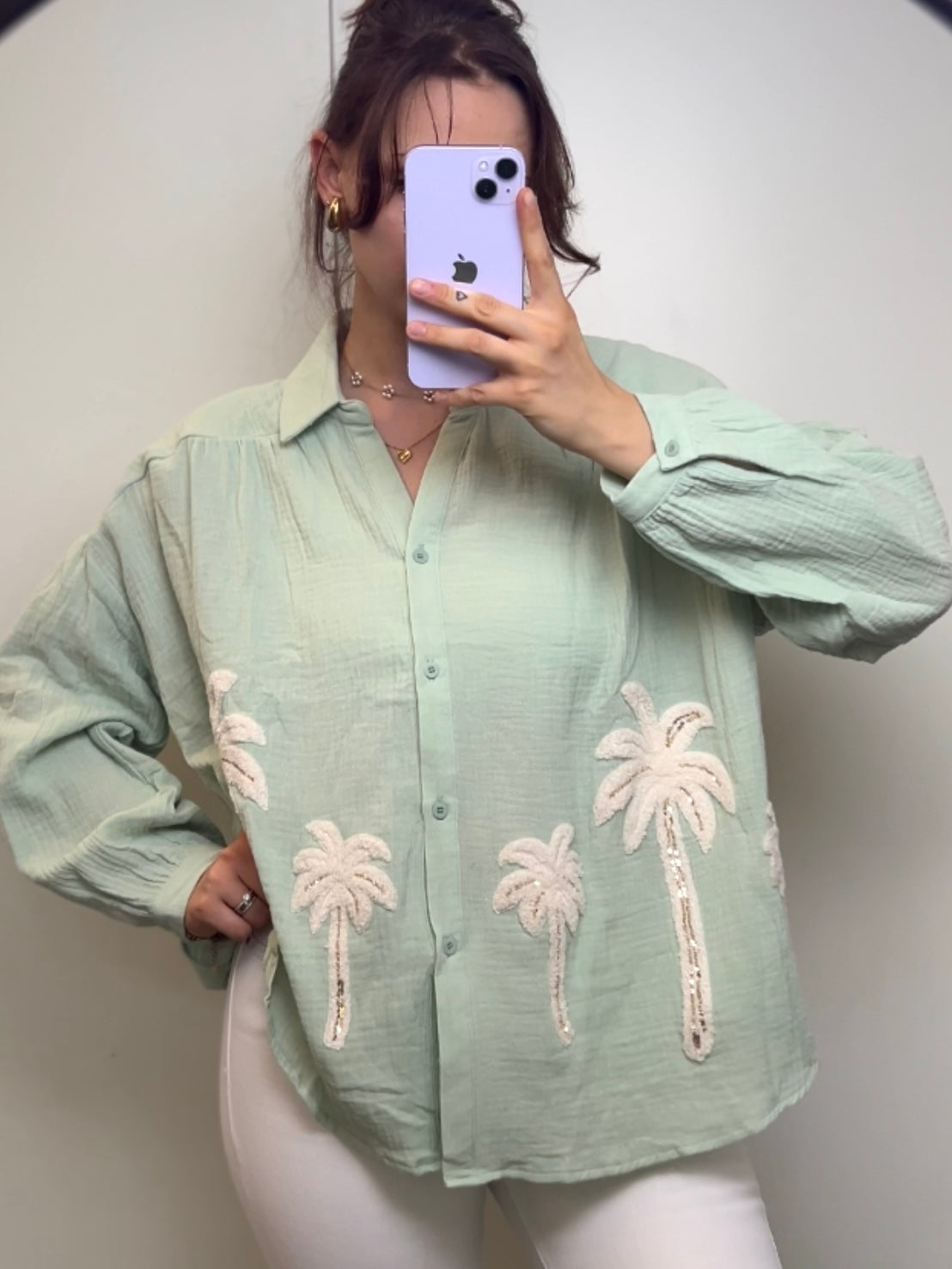 Musselin Bluse “Palm Beach”, versch. Farben