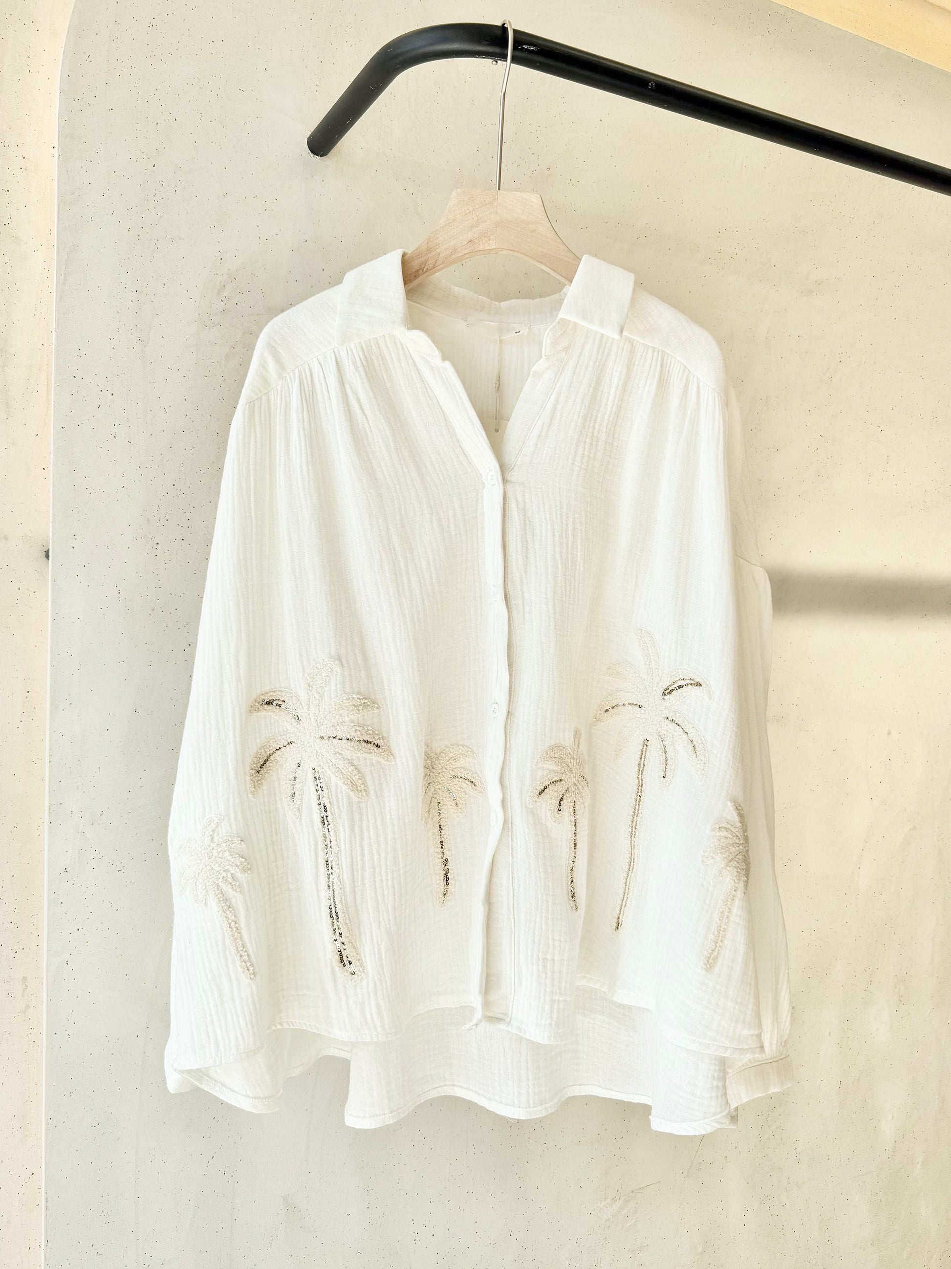 Musselin Bluse “Palm Beach”, versch. Farben
