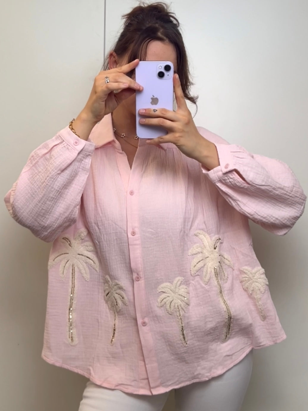 Musselin Bluse “Palm Beach”, versch. Farben