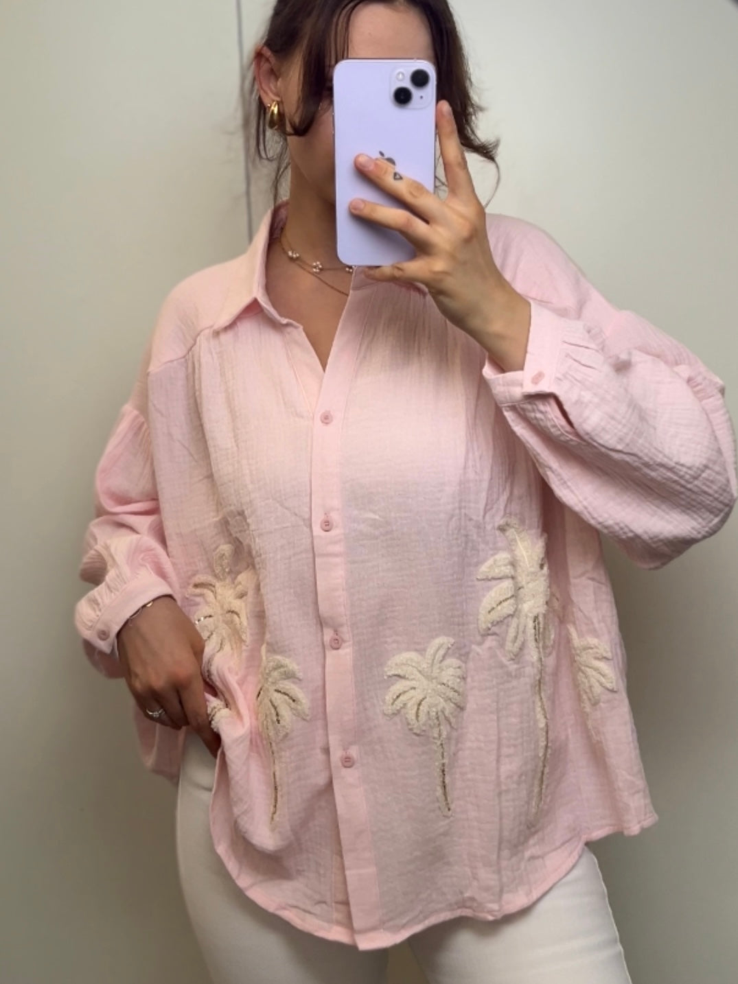 Musselin Bluse “Palm Beach”, versch. Farben
