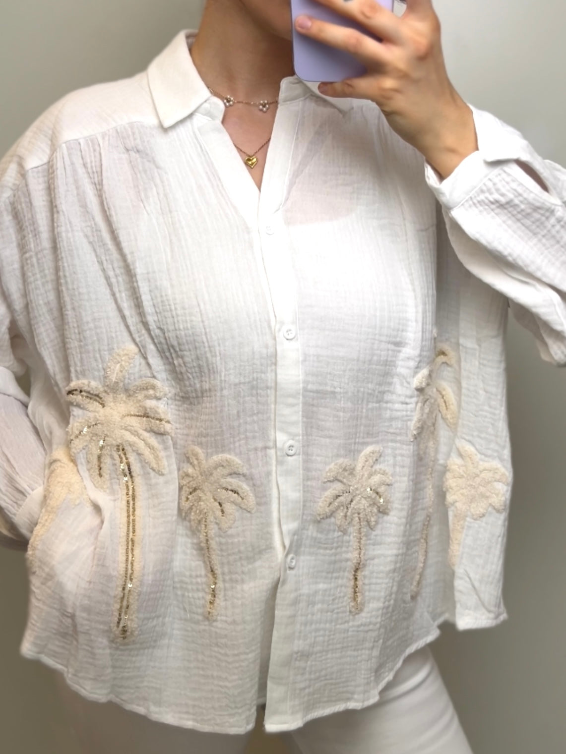 Musselin Bluse “Palm Beach”, versch. Farben