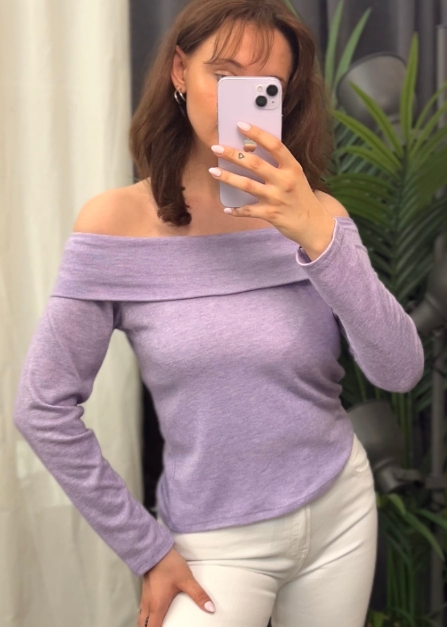 Off-shoulder Shirt “Leni” Lila