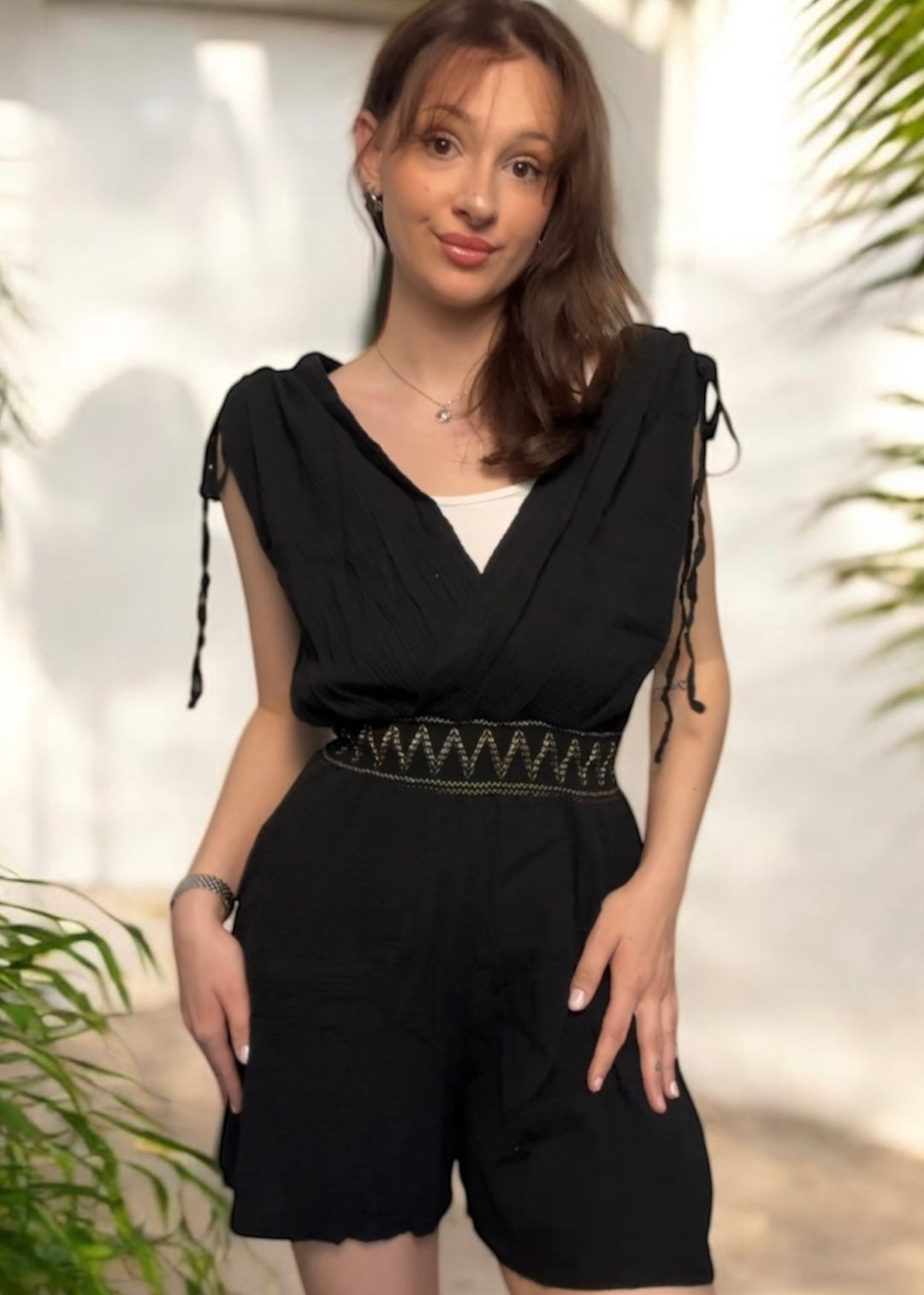 Musselin Playsuit schwarz