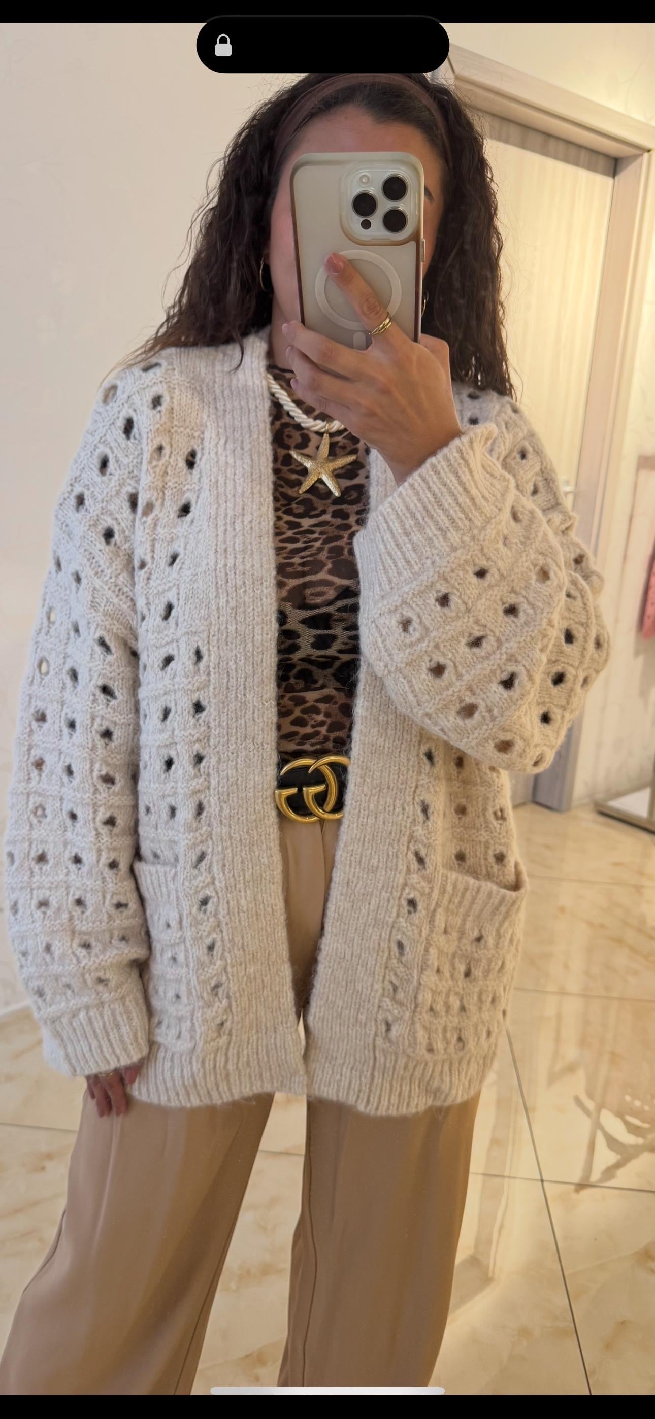 Cardigan mit Lochmuster