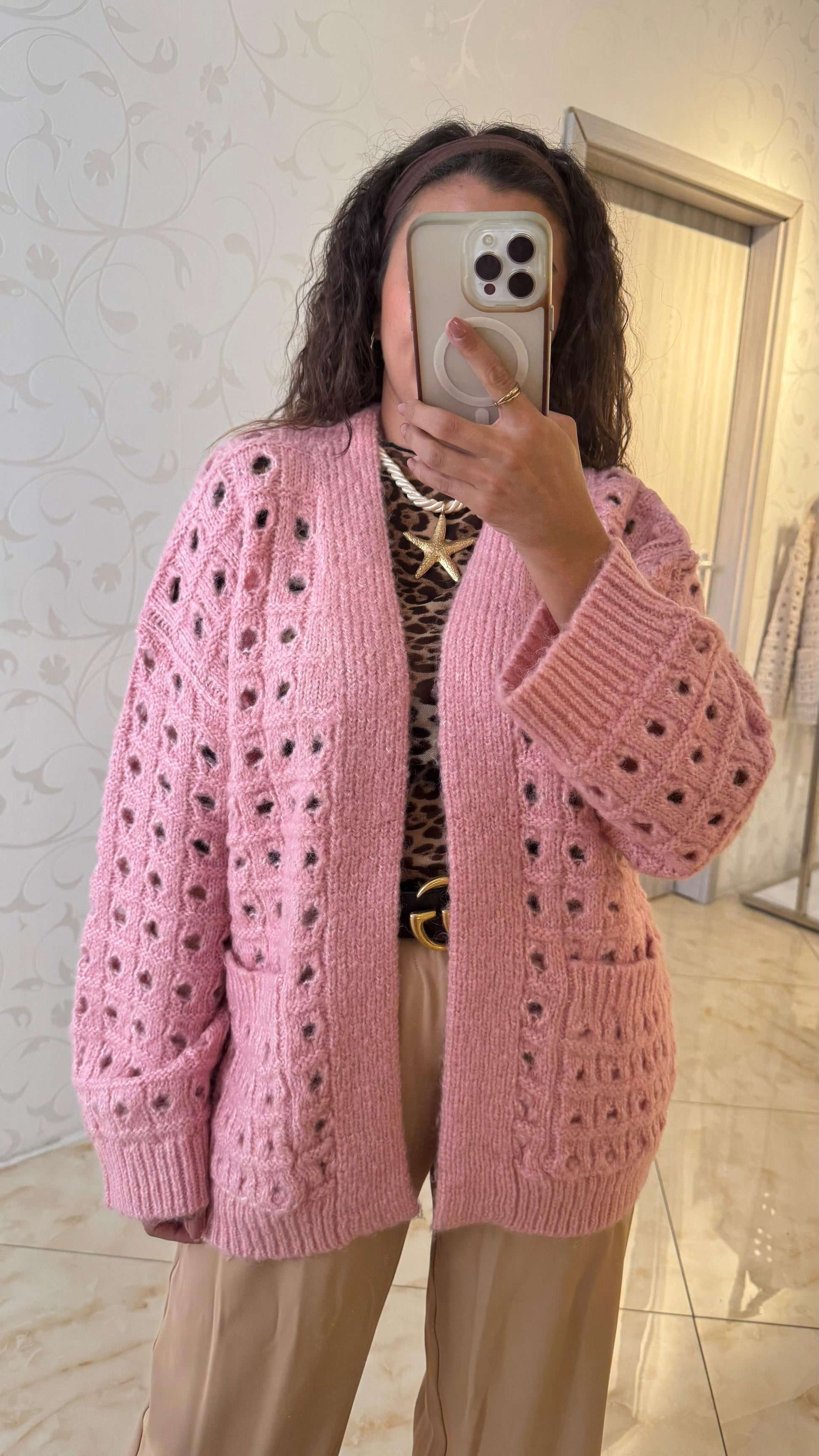 Cardigan mit Lochmuster