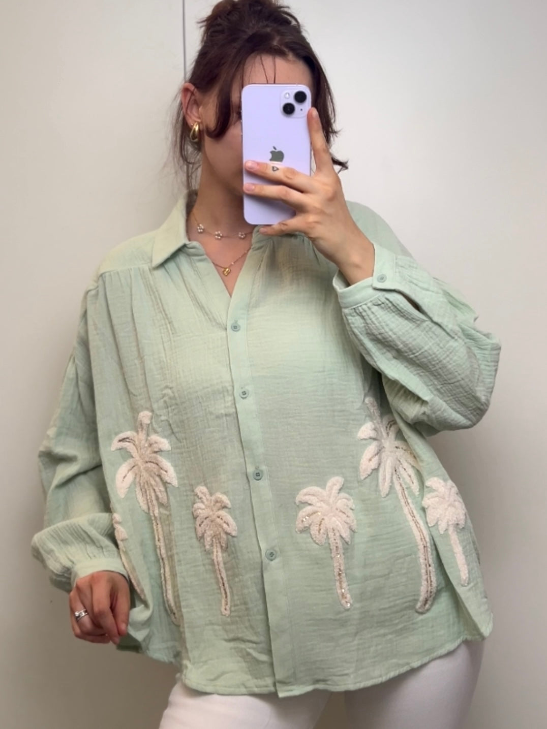Musselin Bluse “Palm Beach”, versch. Farben