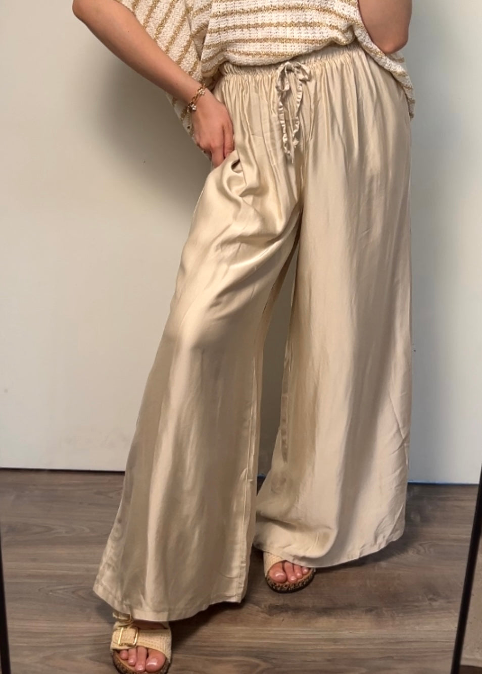 Viskose Seide Hose beige