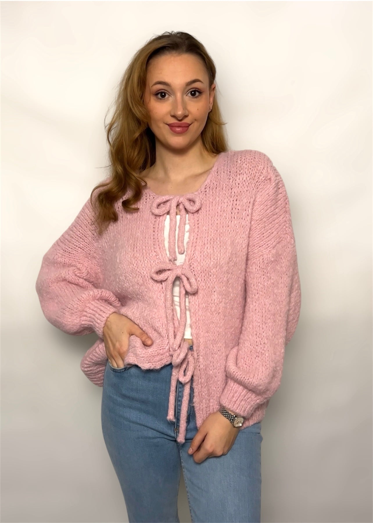 Rosinen Cardigan mit schleifen Strickjacke 