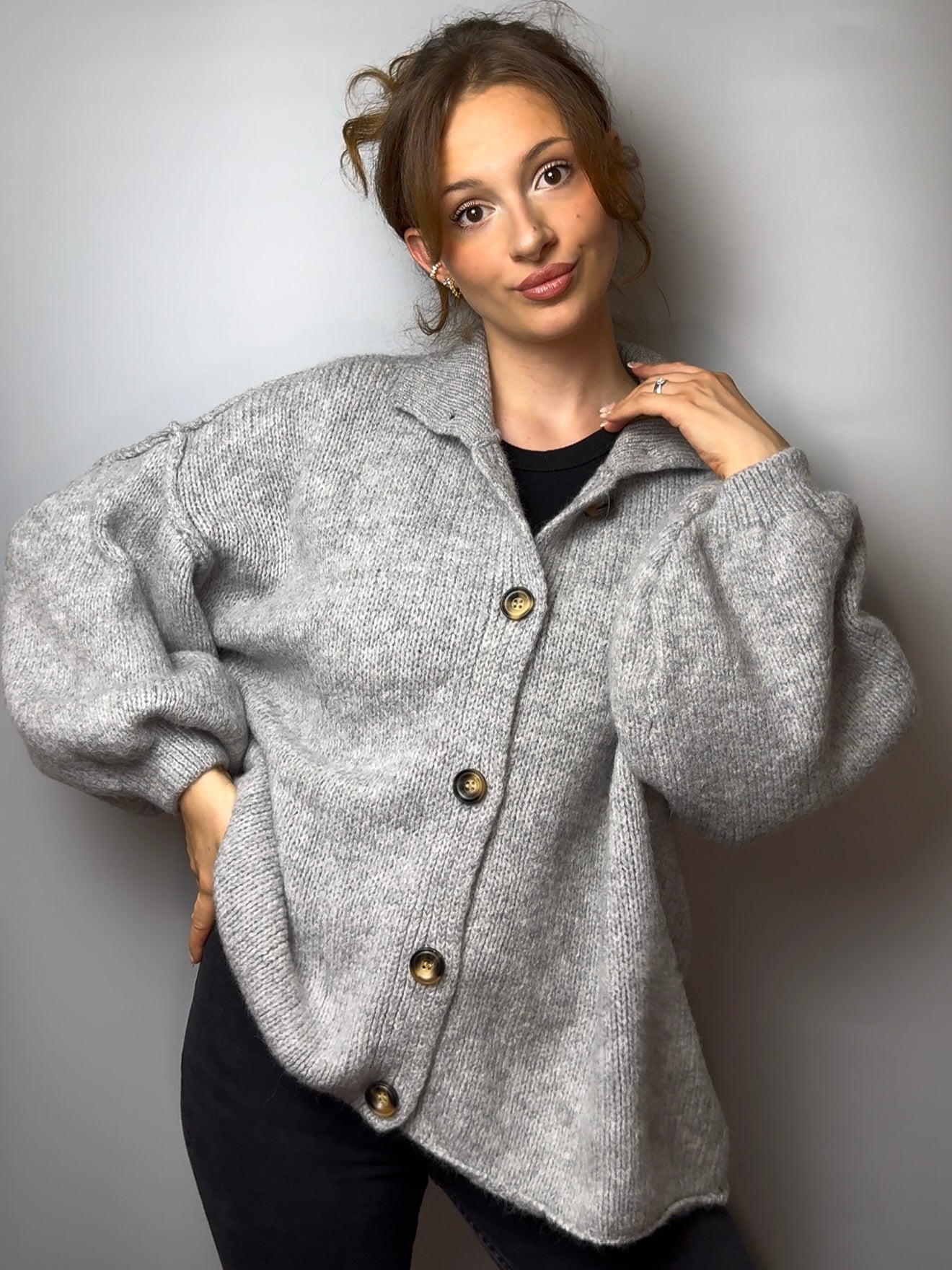 Oversize Cardigan grau