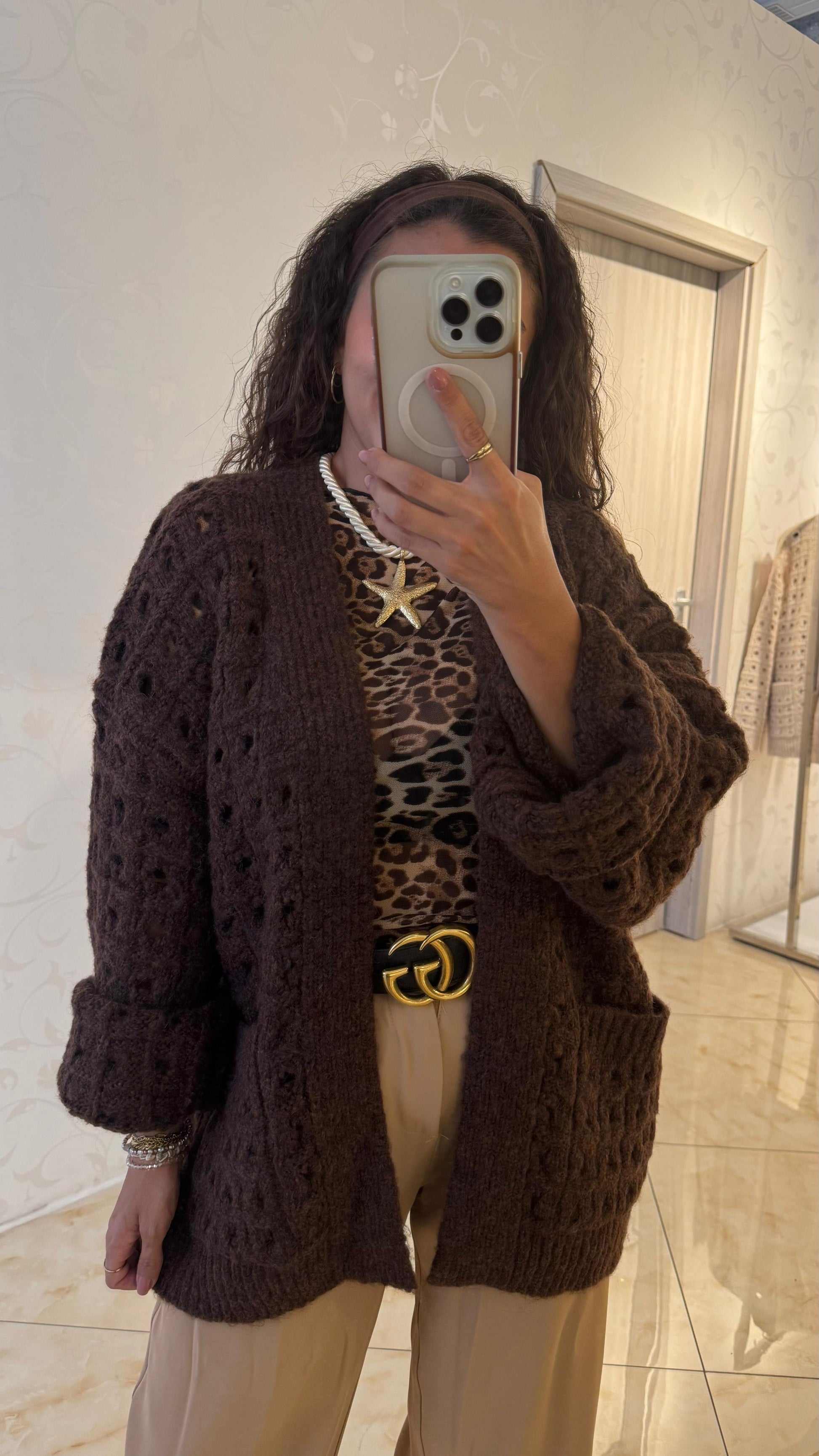 Cardigan mit Lochmuster