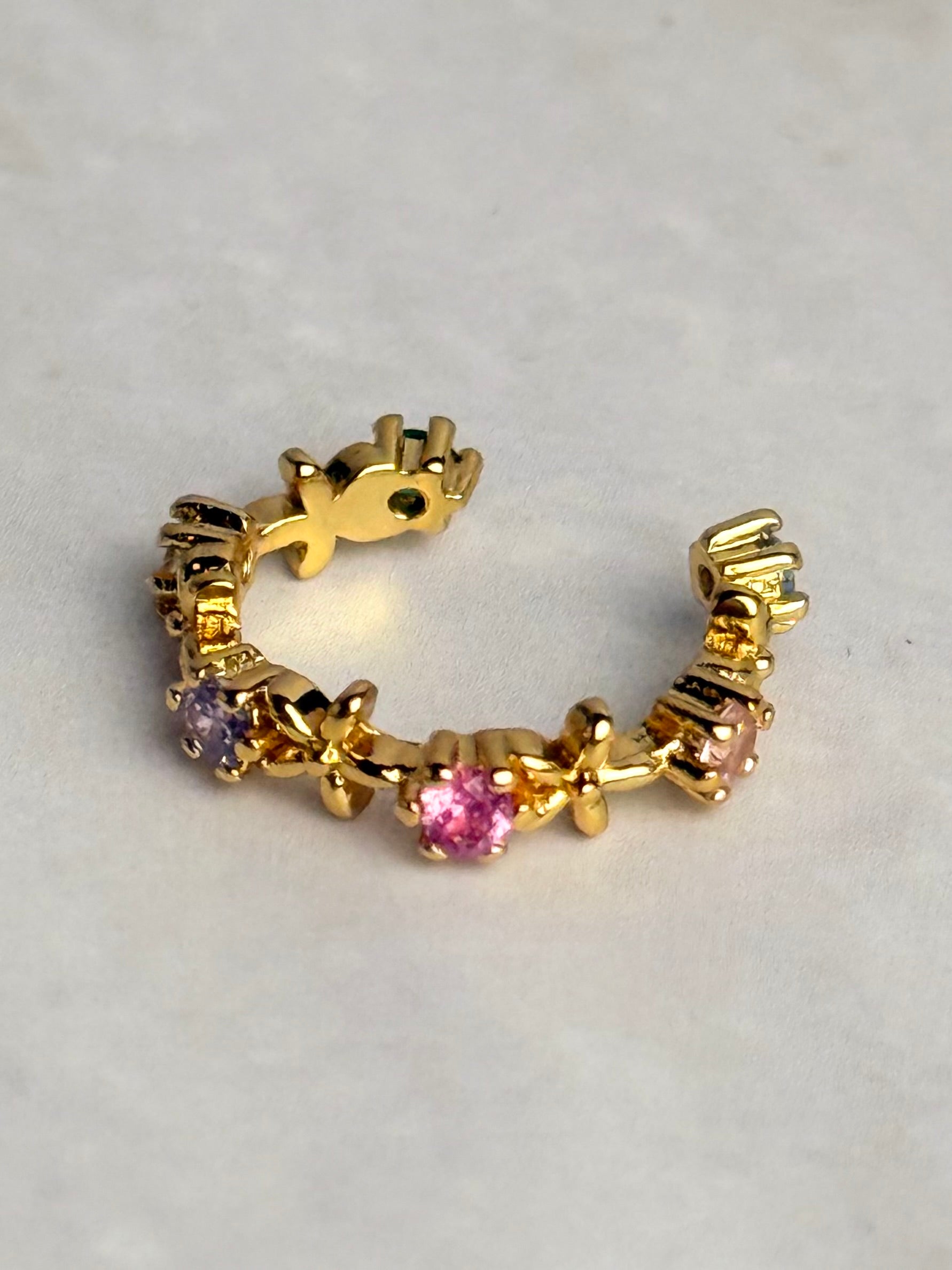 Flower Crystal Earcuff 14K vergoldet, versch. Farben