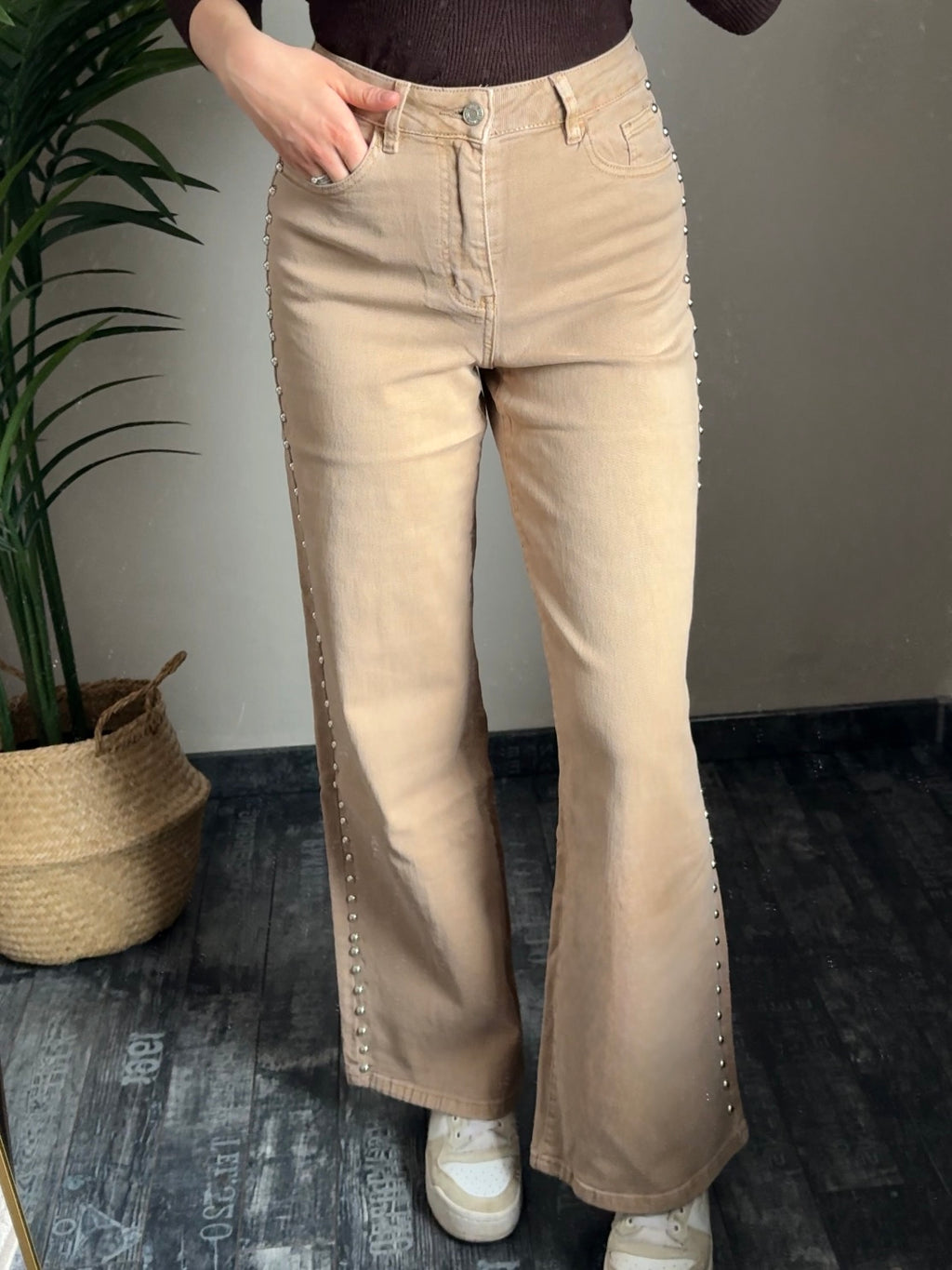 High Waist wide leg Jeans Nieten