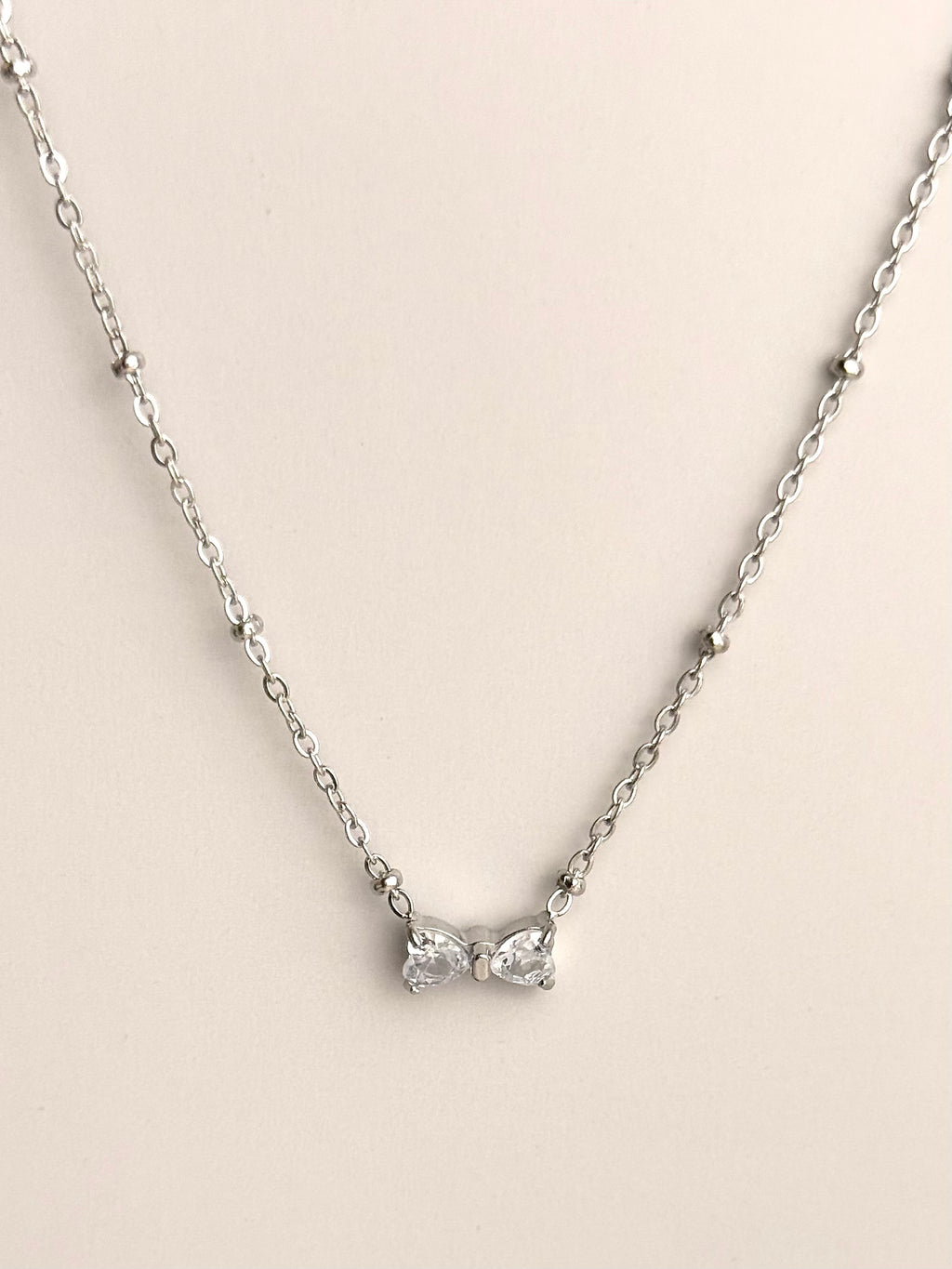 Pave Heart Ribbon Kette 14K vergoldet
