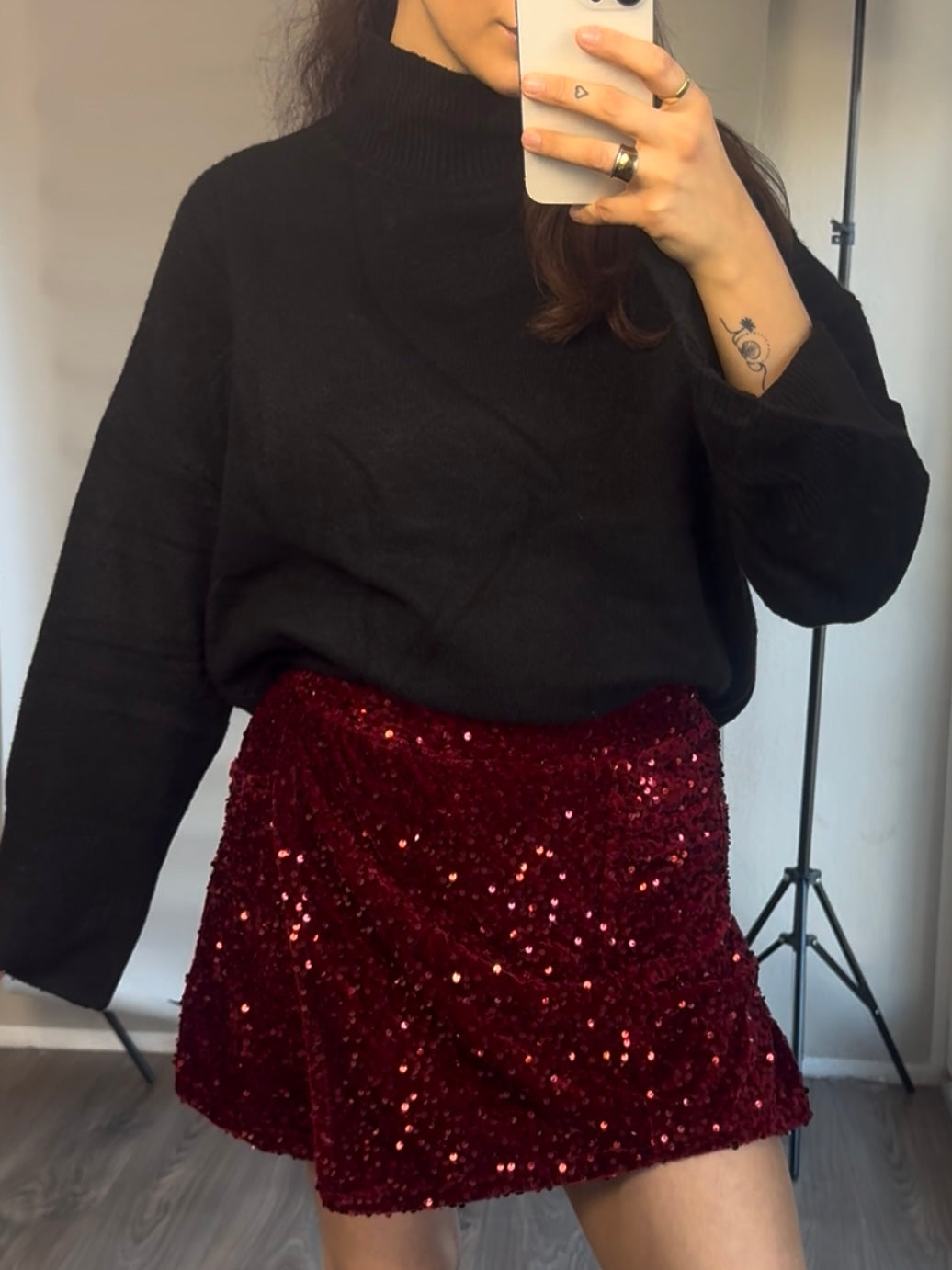 Pailletten Skort Bordeaux