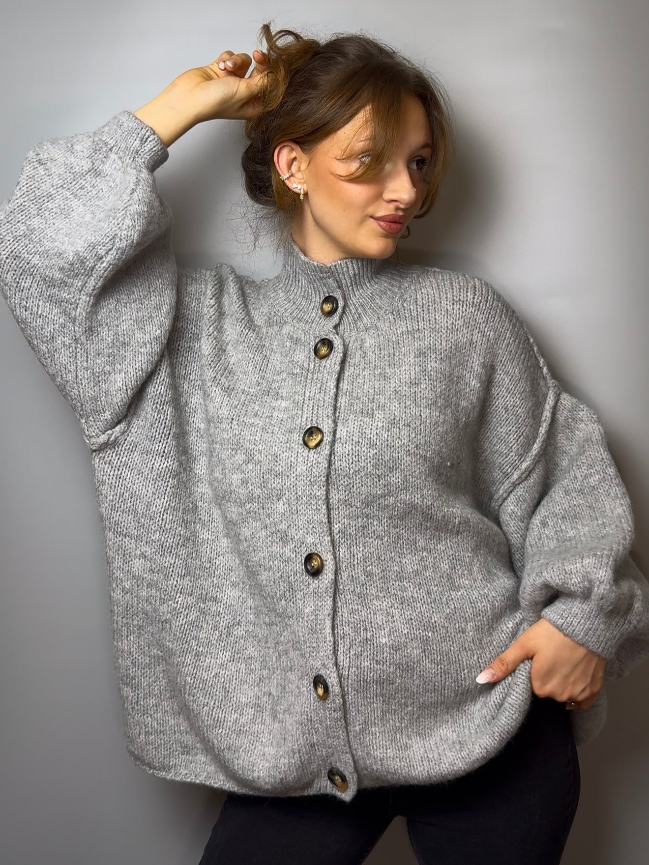 Oversize Cardigan grau