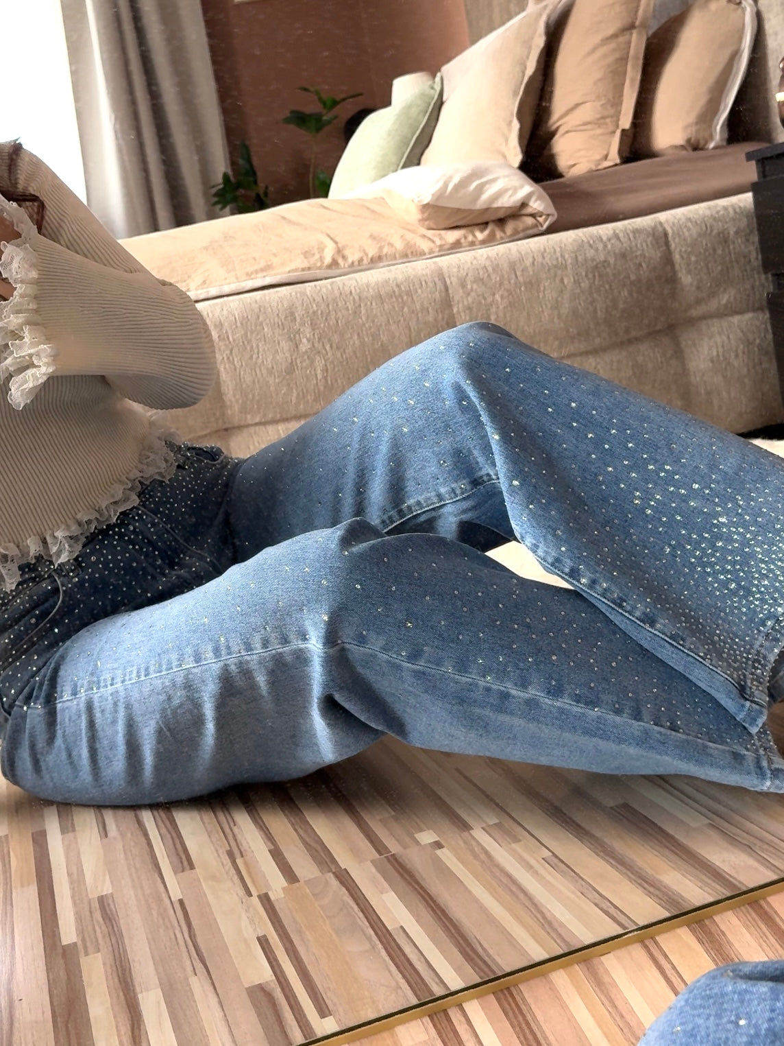 Glitter jeans, straight leg