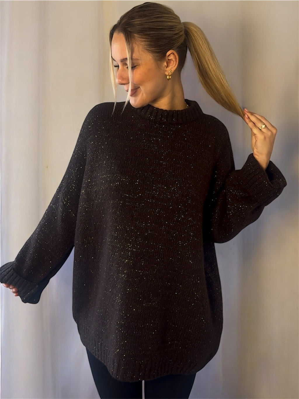 Oversize Glitzer Pullover