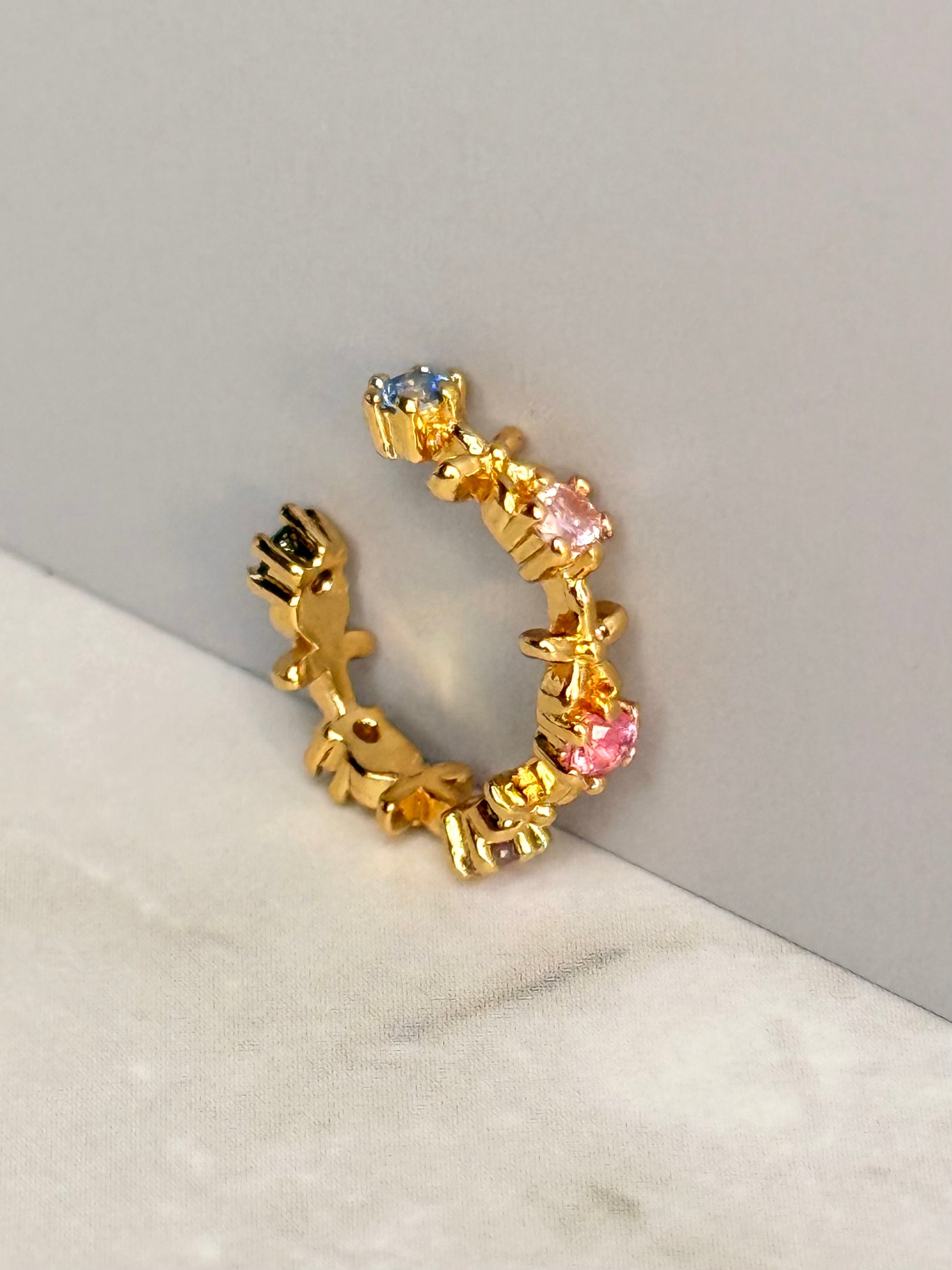 Flower Crystal Earcuff 14K vergoldet, versch. Farben