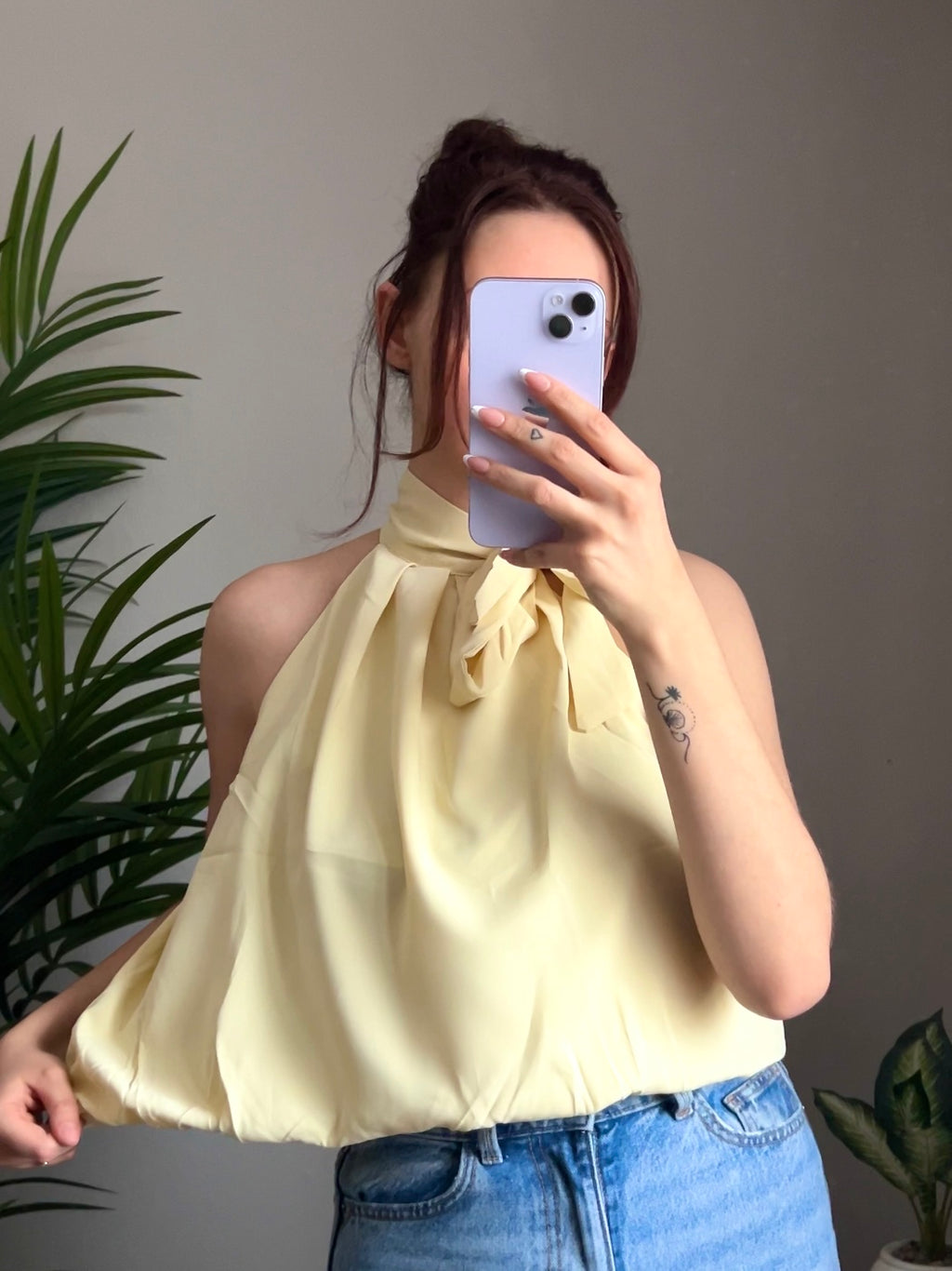 Neckholder Ballon Bluse