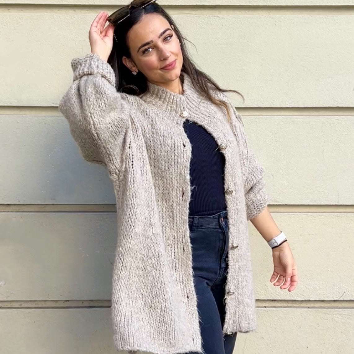 Oversized cardigan “Irina” taupe