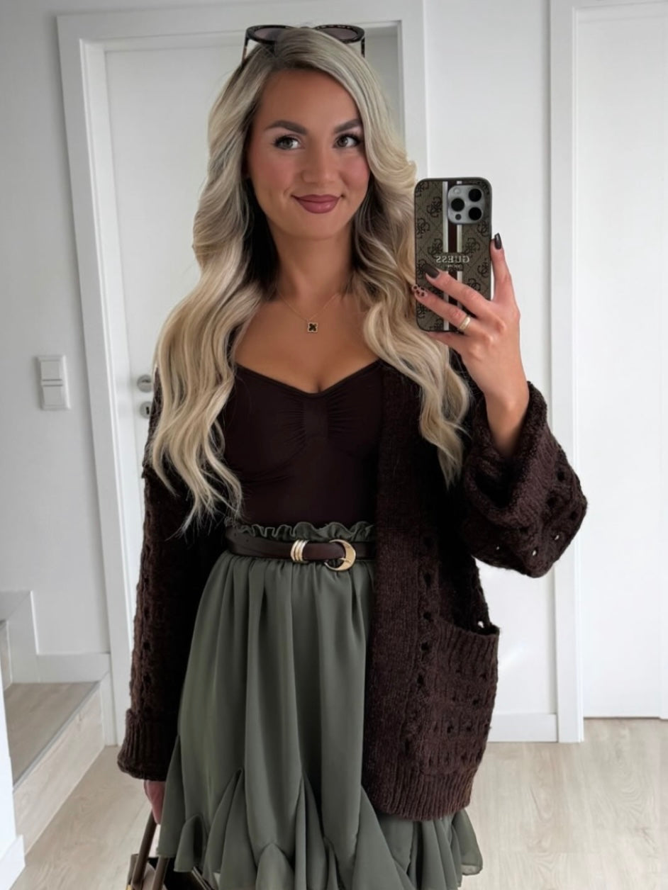 Cardigan with openwork pattern