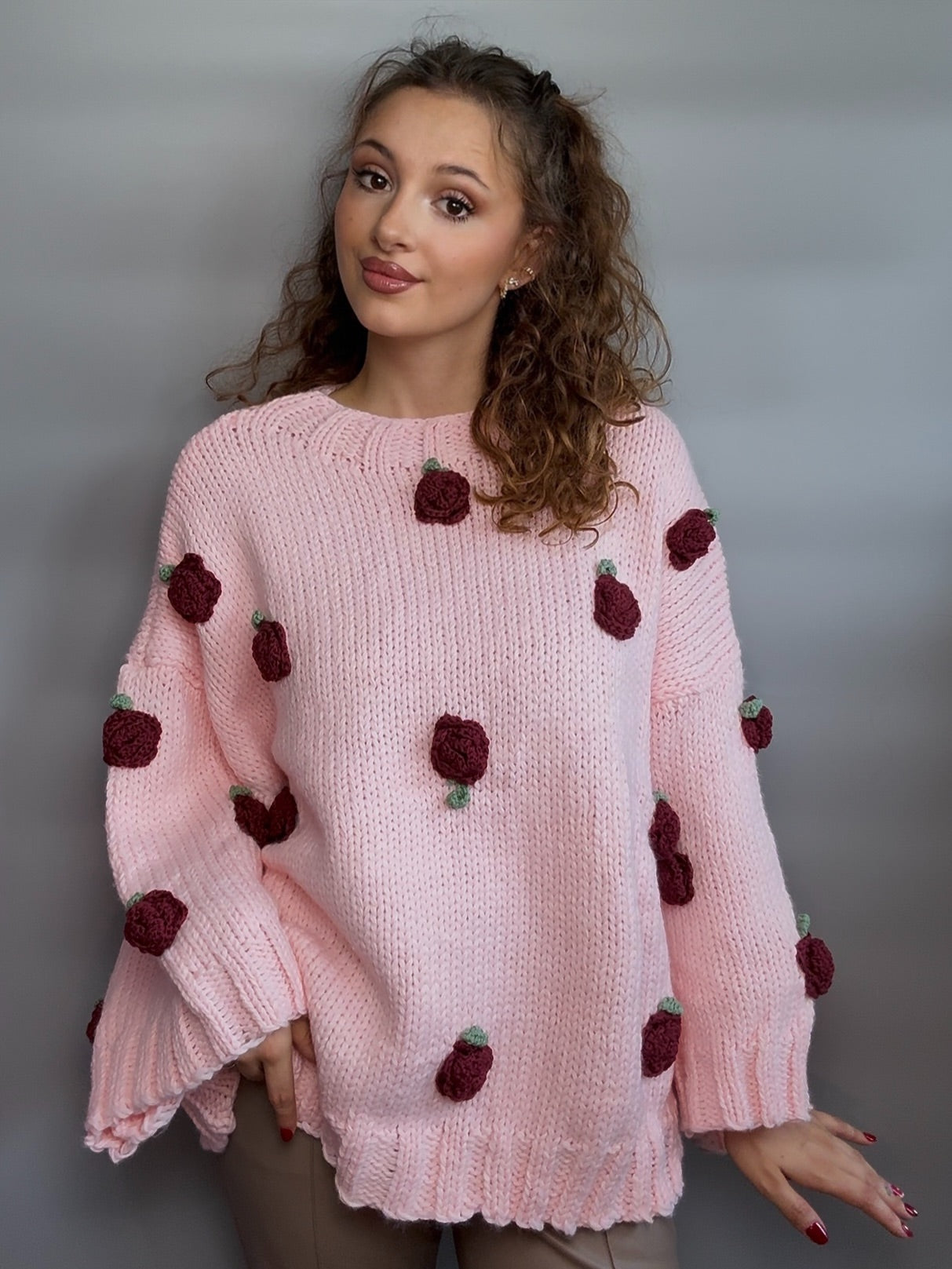 Handmade oversize Pullover “Rosy”