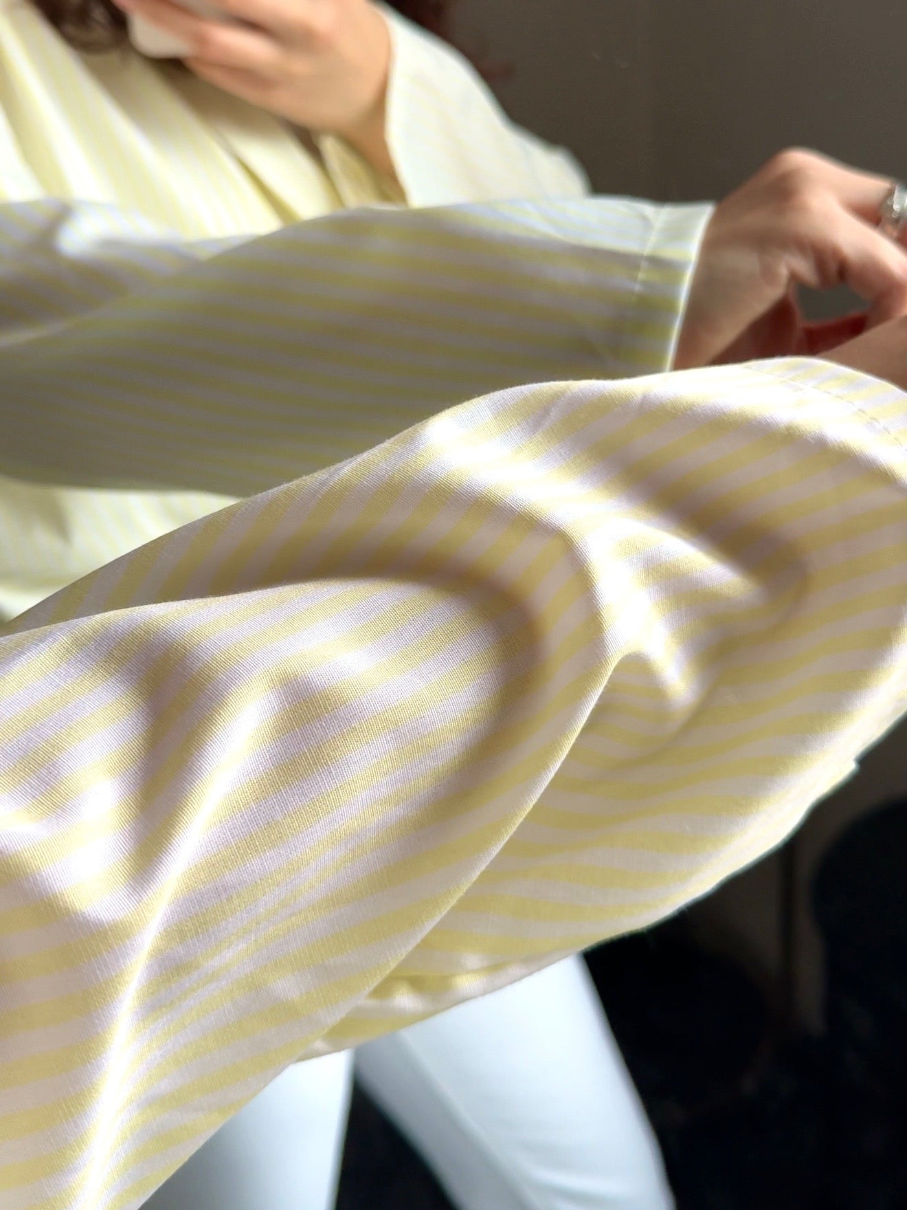 Bluse „Stripe & Bow“ gelb