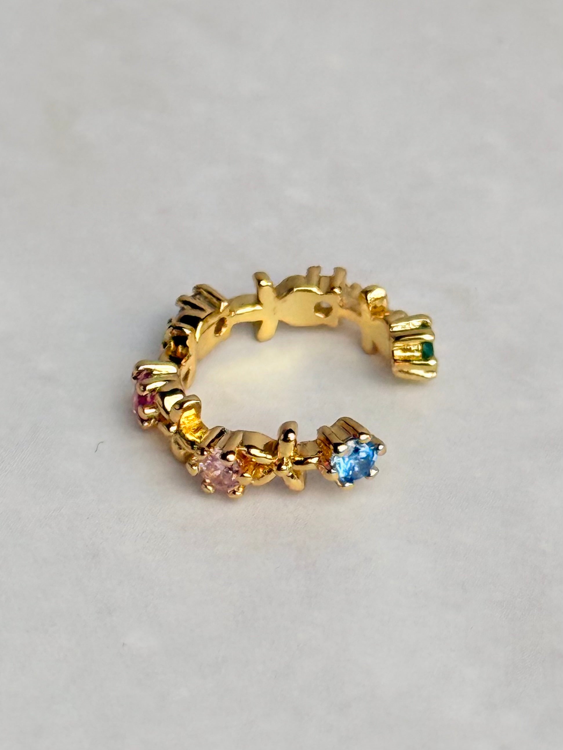 Flower Crystal Earcuff 14K vergoldet, versch. Farben