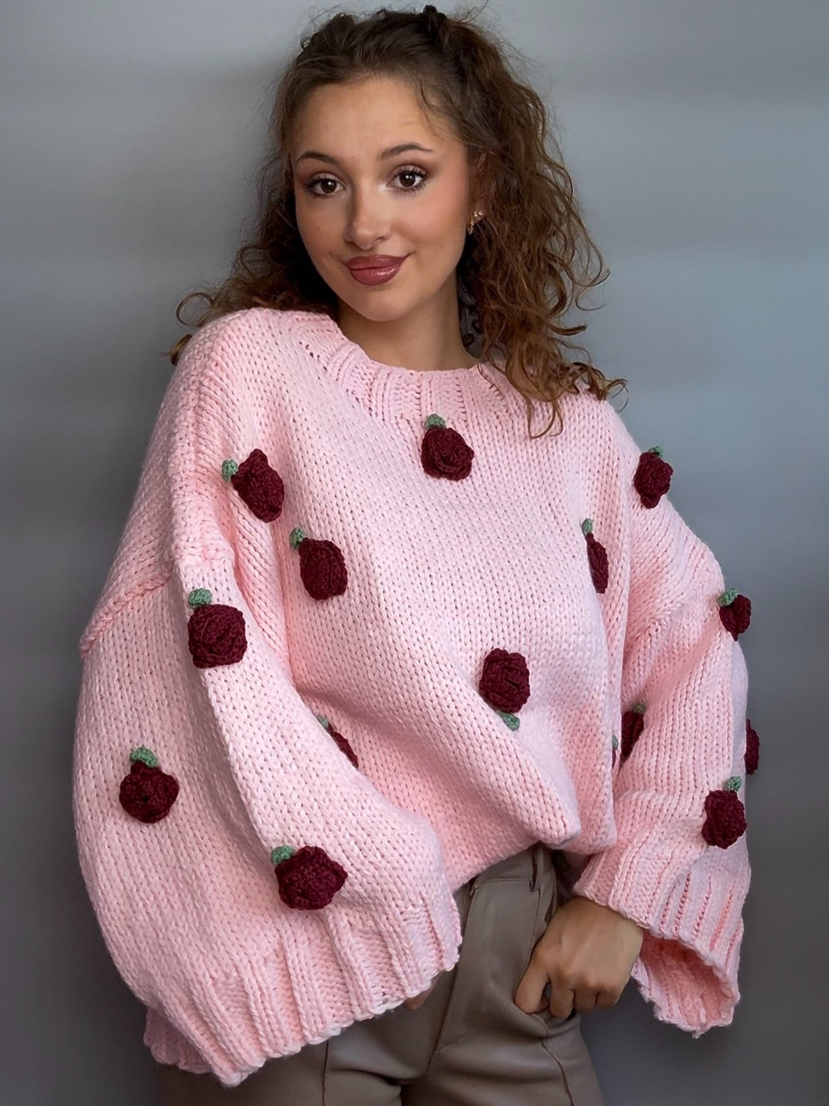 Handmade oversize Pullover “Rosy”