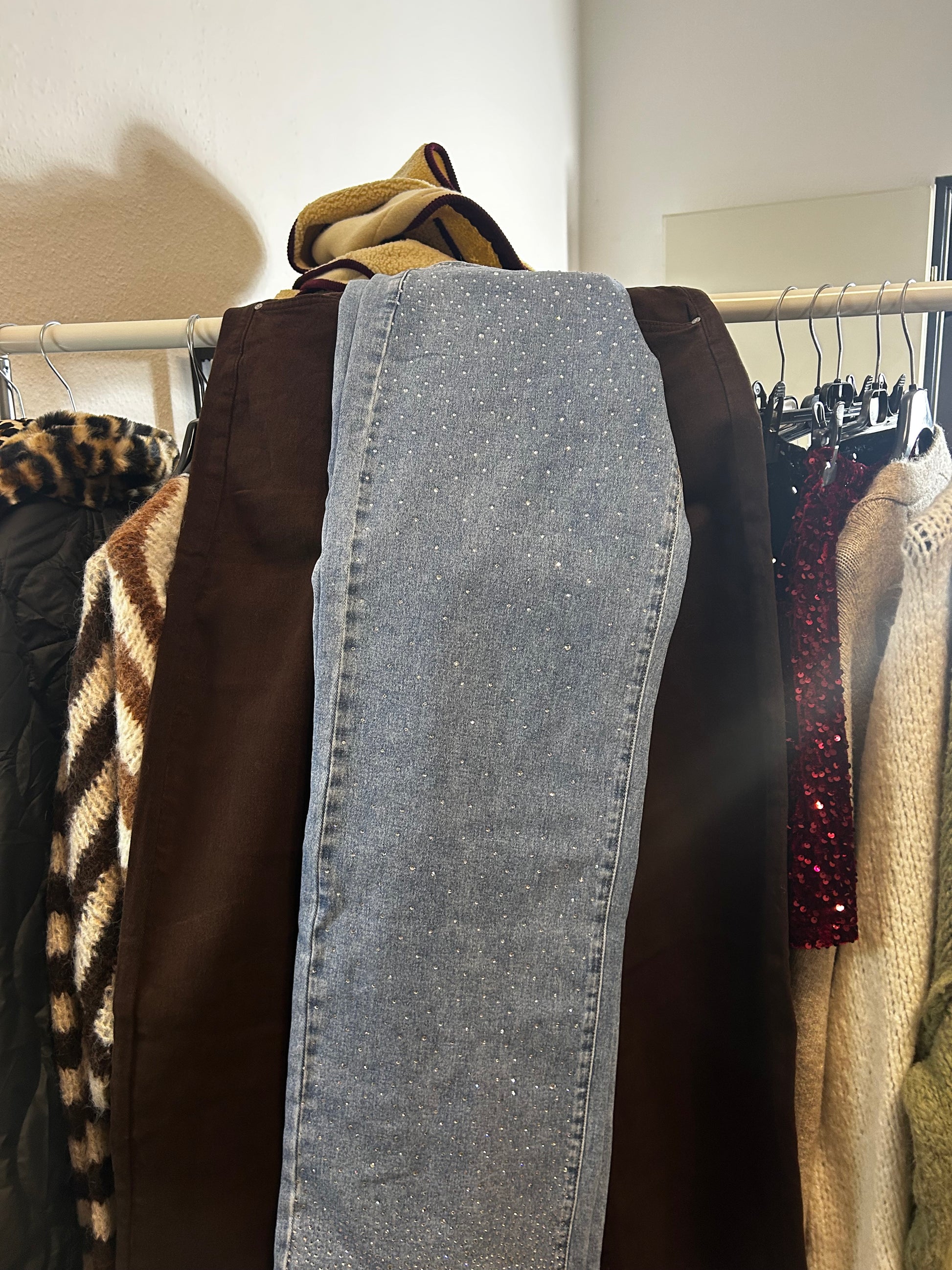 Glitzer Jeanshose, straight leg