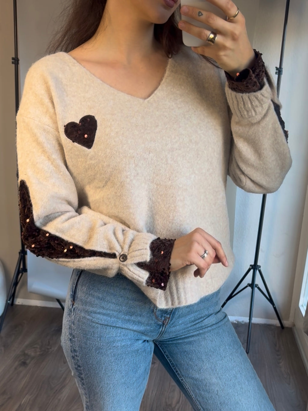 Pailletten Pullover „Amour“