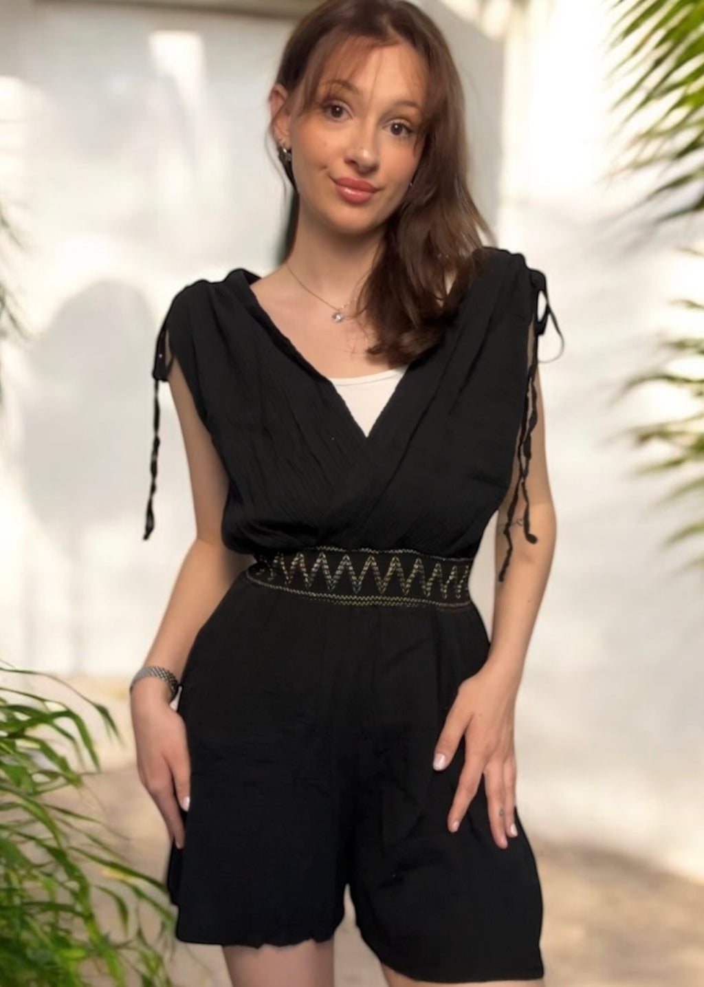 Musselin Playsuit schwarz