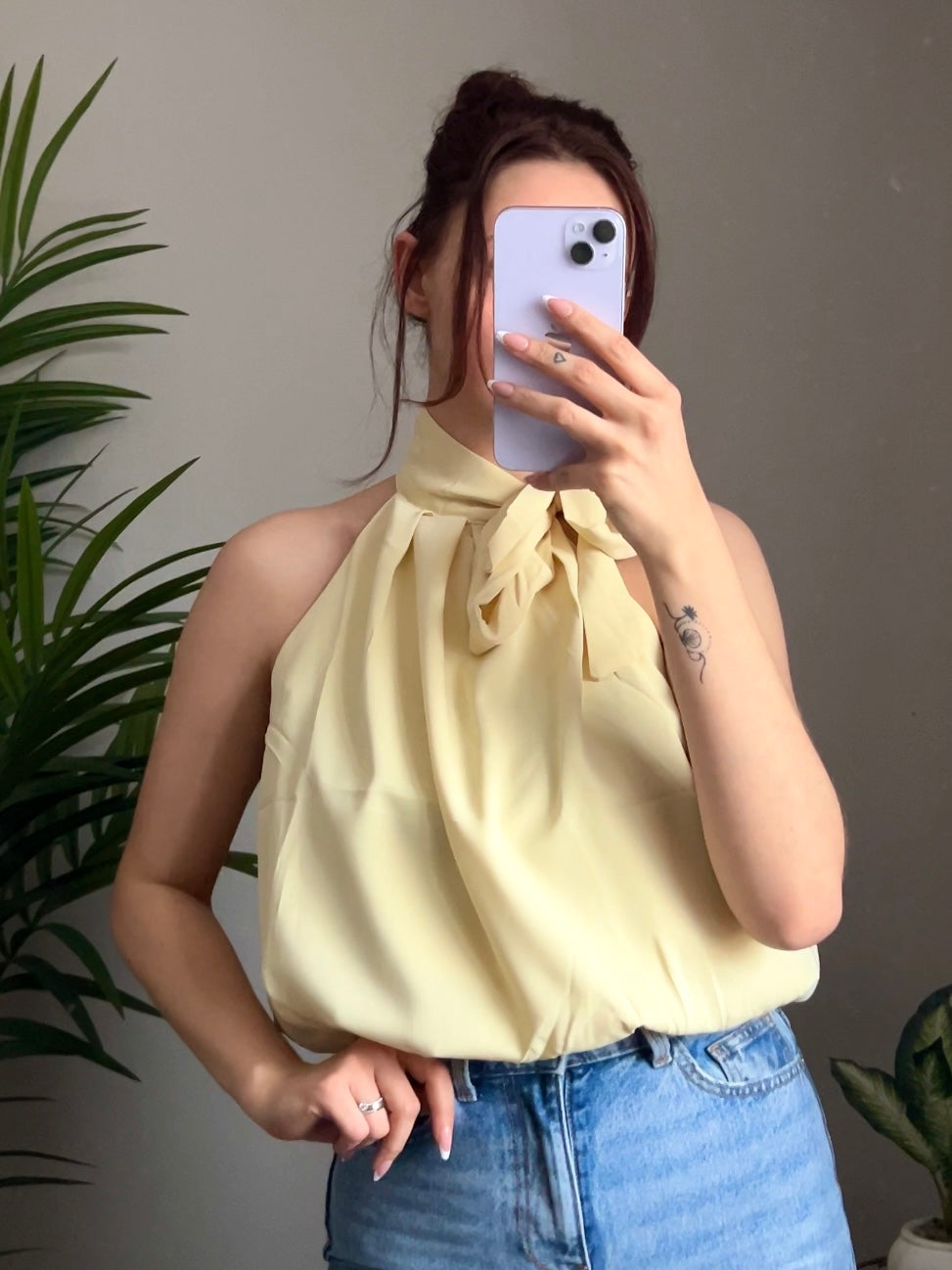 Neckholder Ballon Bluse