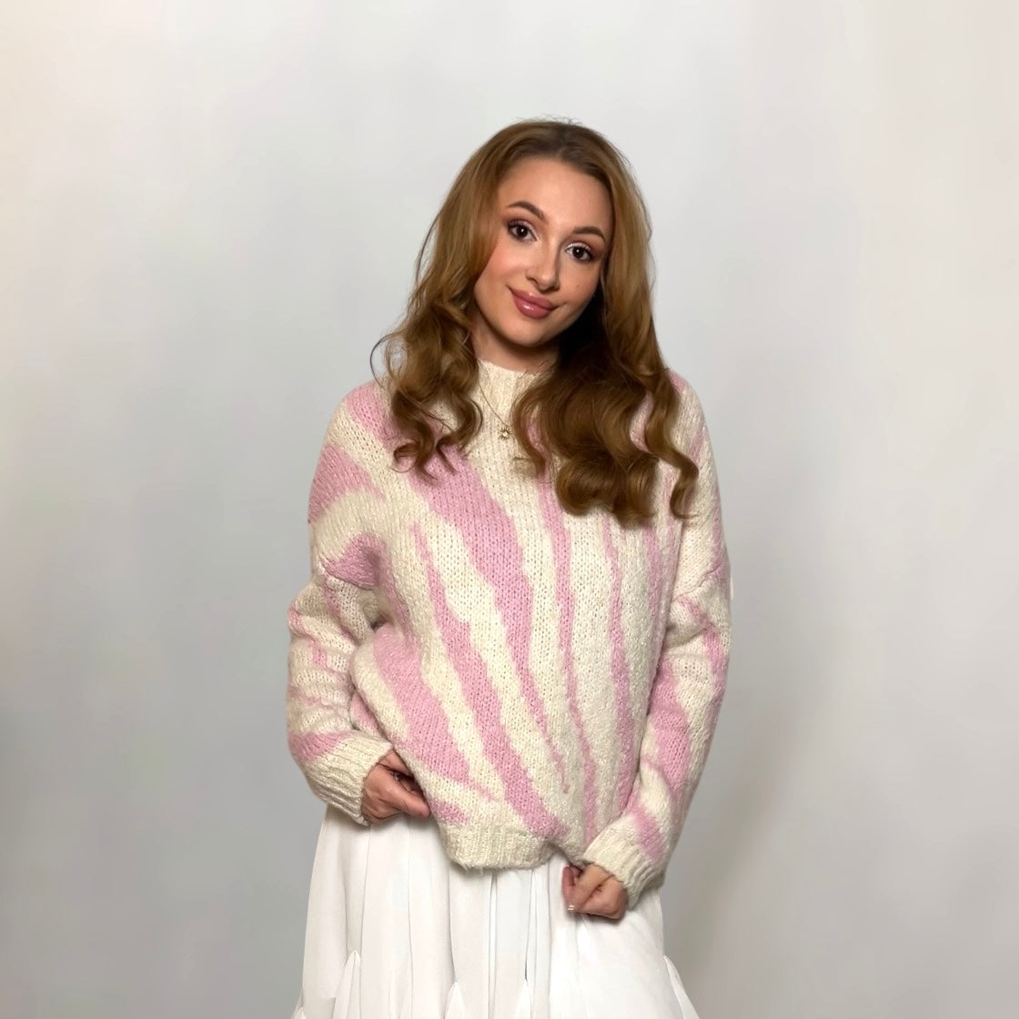 Rosa weiß Zebra Pullover 