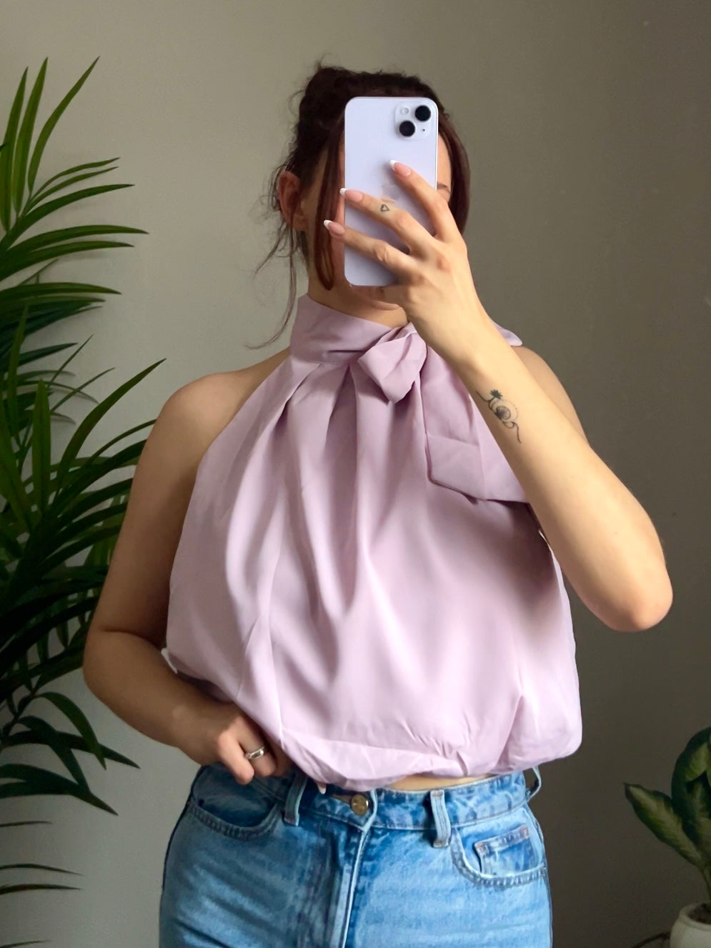 Neckholder Ballon Bluse