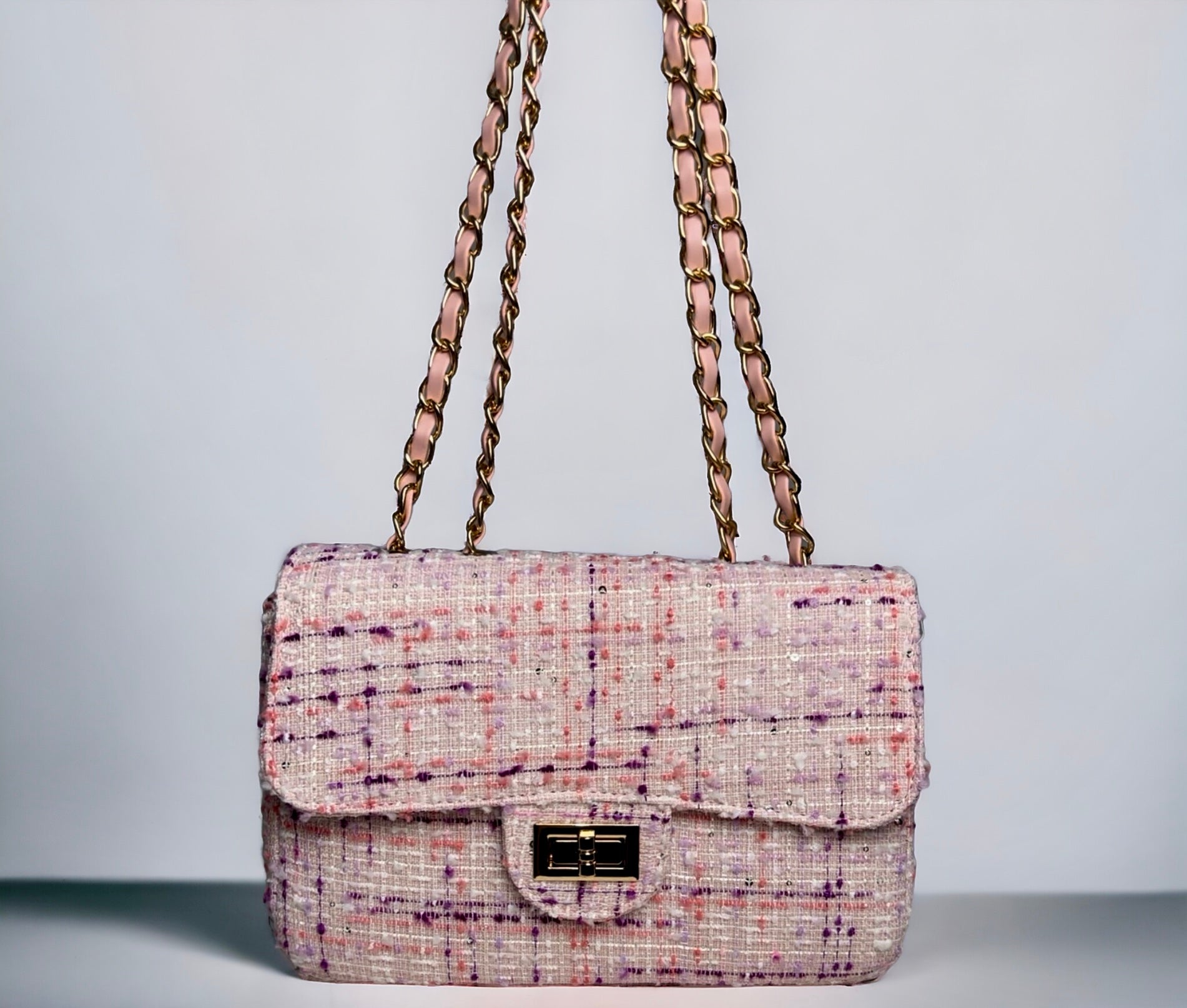 Tweed Tasche mit Kette old money 