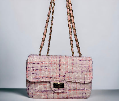 Tweed Tasche mit Kette old money 