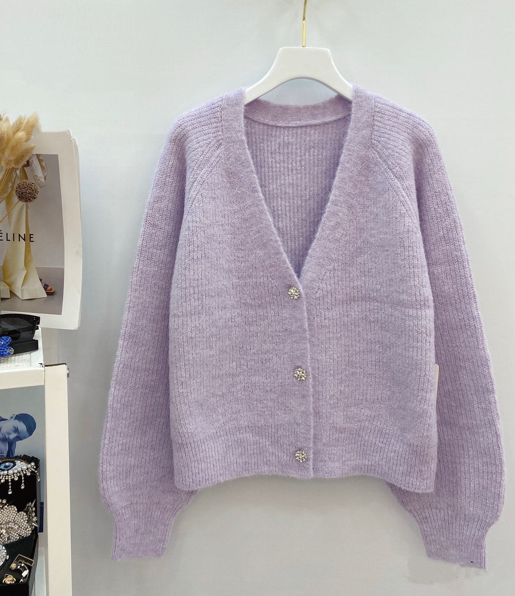 Cardigan mit glitzer Knöpfen, versch. Farben