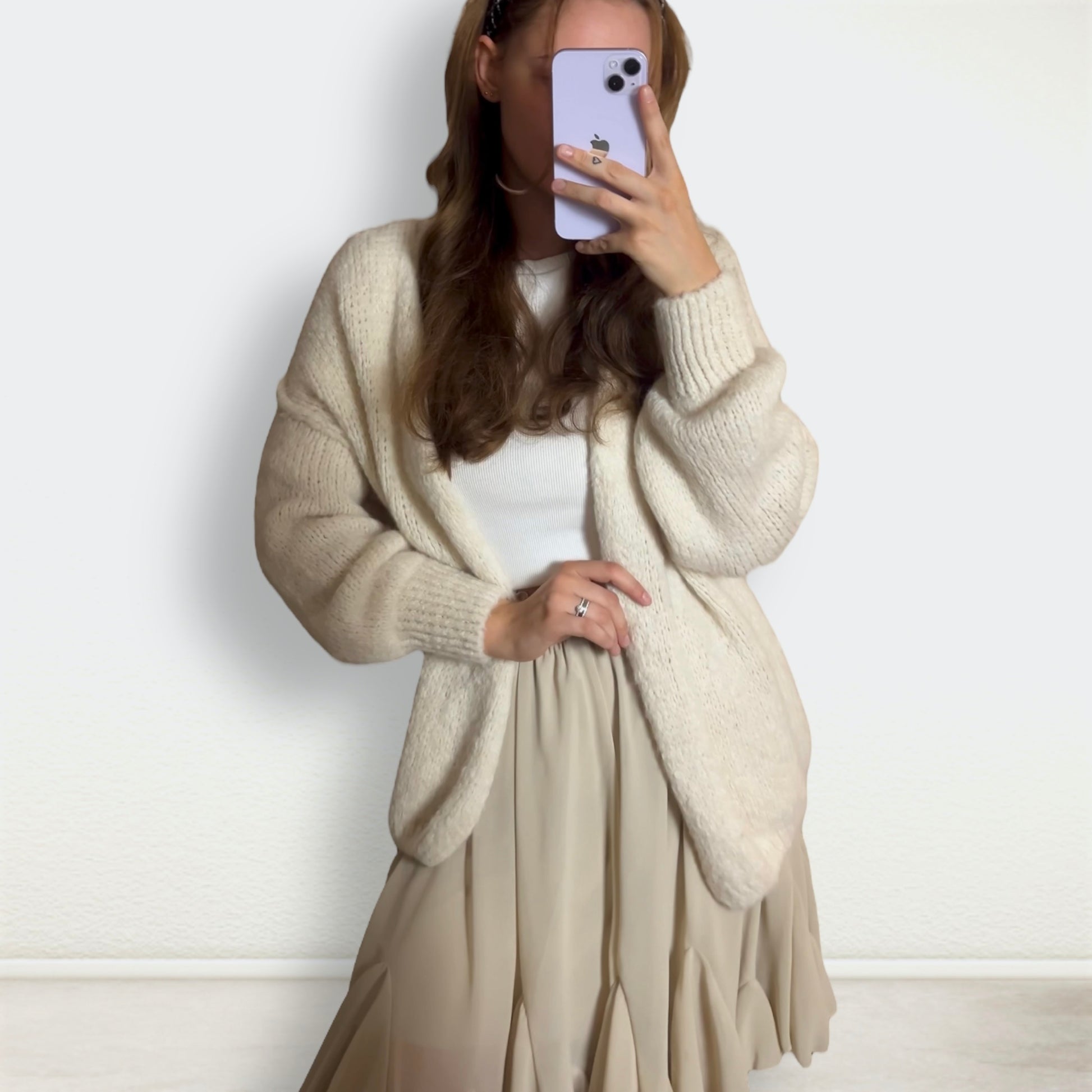 Weiche Blogger Strickjacke kurze Jacke mit weiten Ärmeln