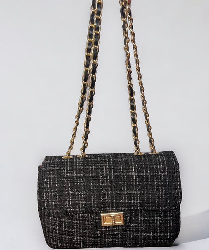 Old money Tasche schwarz Tweed 