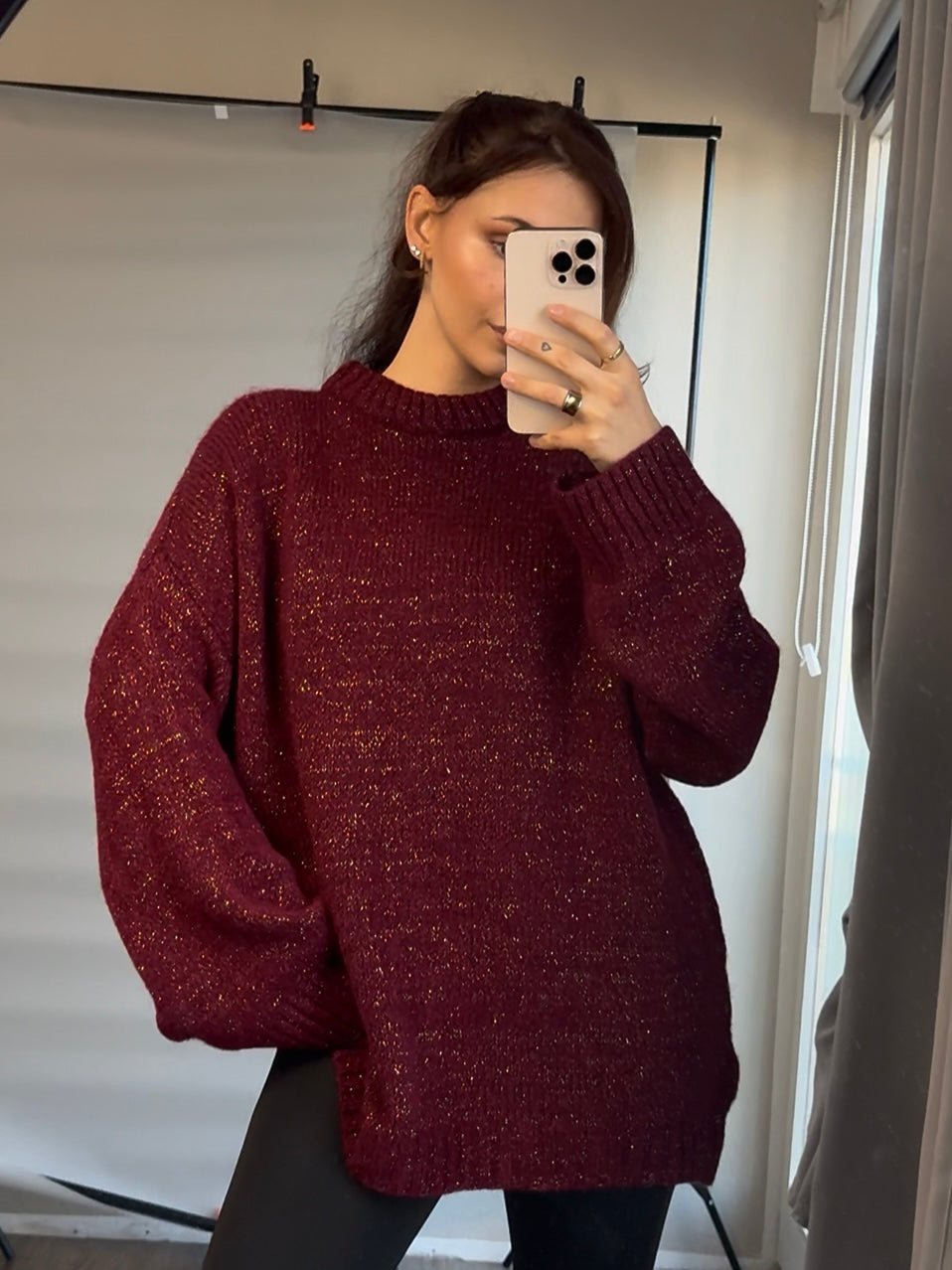 Oversize Glitzer Pullover