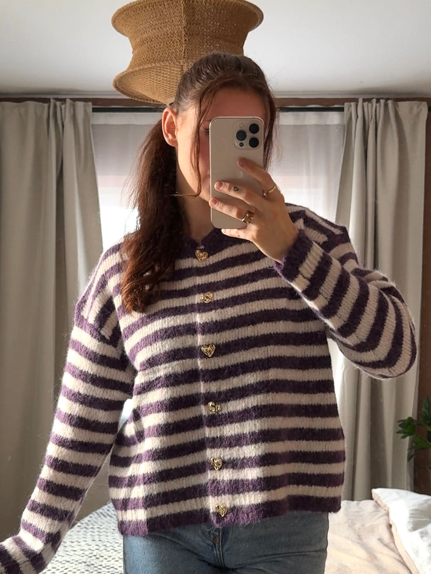 Cardigan with stripes and hearts