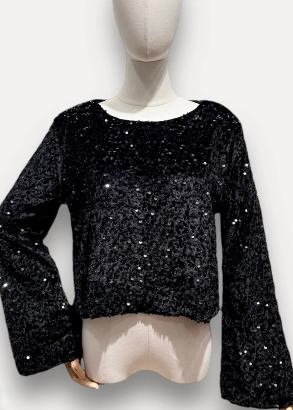 Pailletten Shirt „Indira“, schwarz