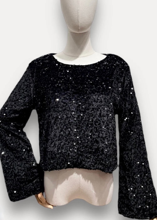 Sequin Shirt "Indira", black