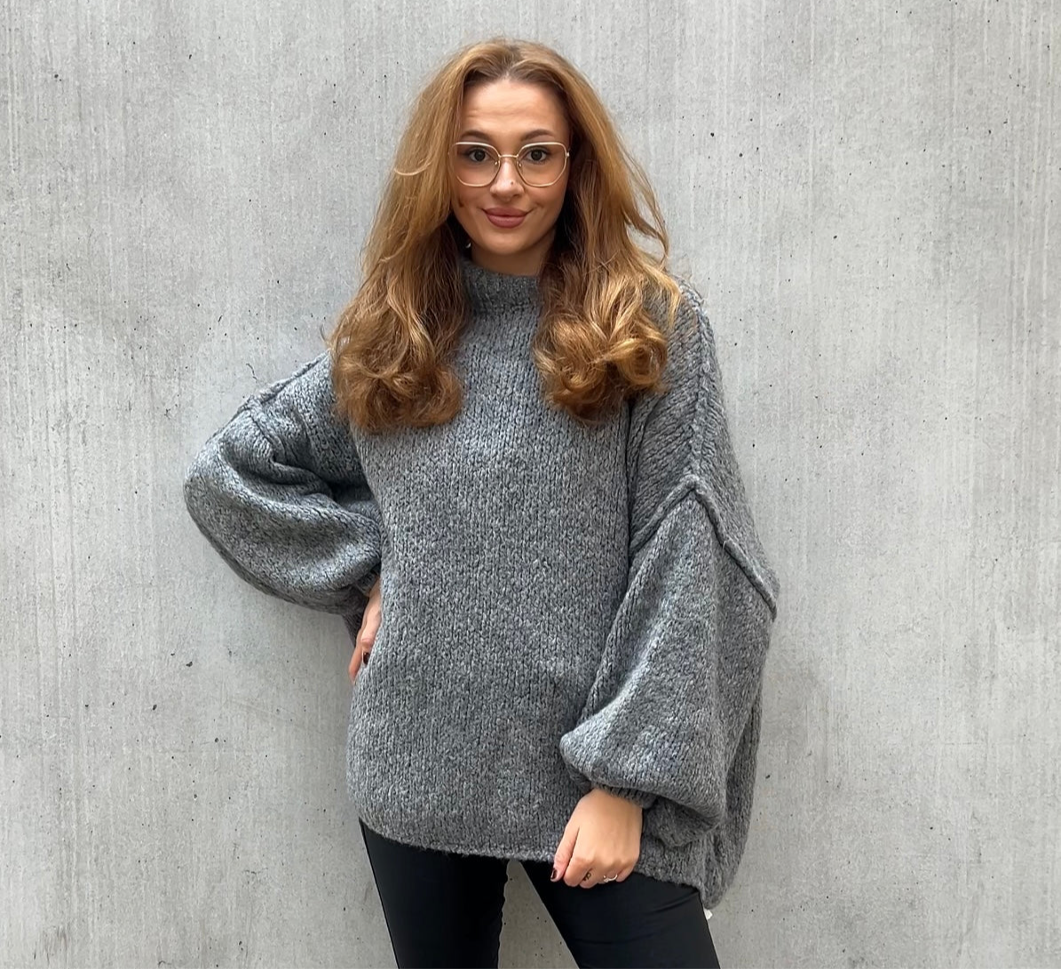 Oversized Pullover “Amalia”, dunkelgrau