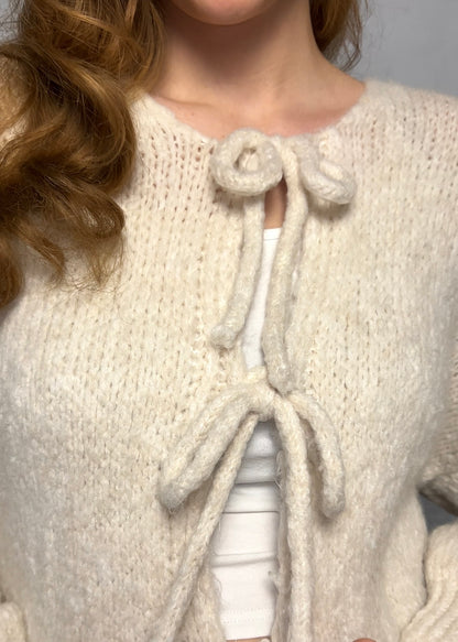 Schleifen Cardigan beige