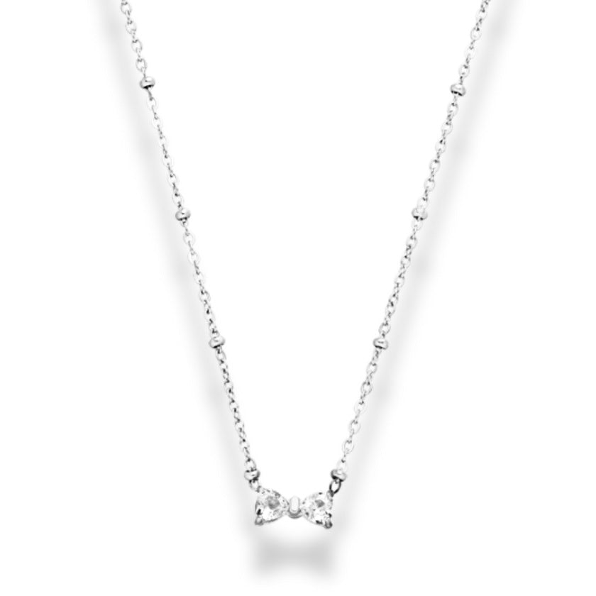 Pave Heart Ribbon Kette 14K vergoldet