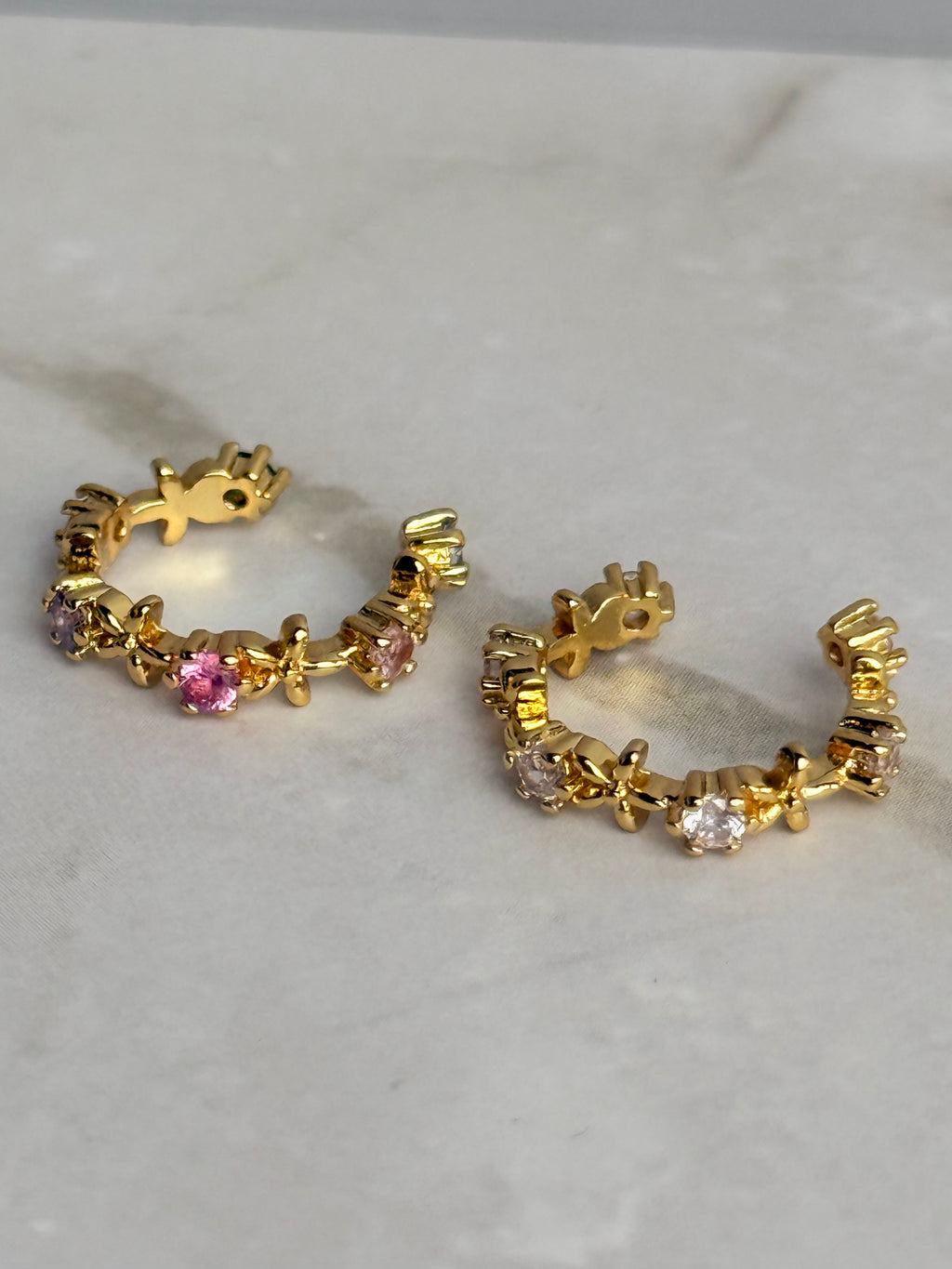 Flower Crystal Earcuff 14K vergoldet, versch. Farben