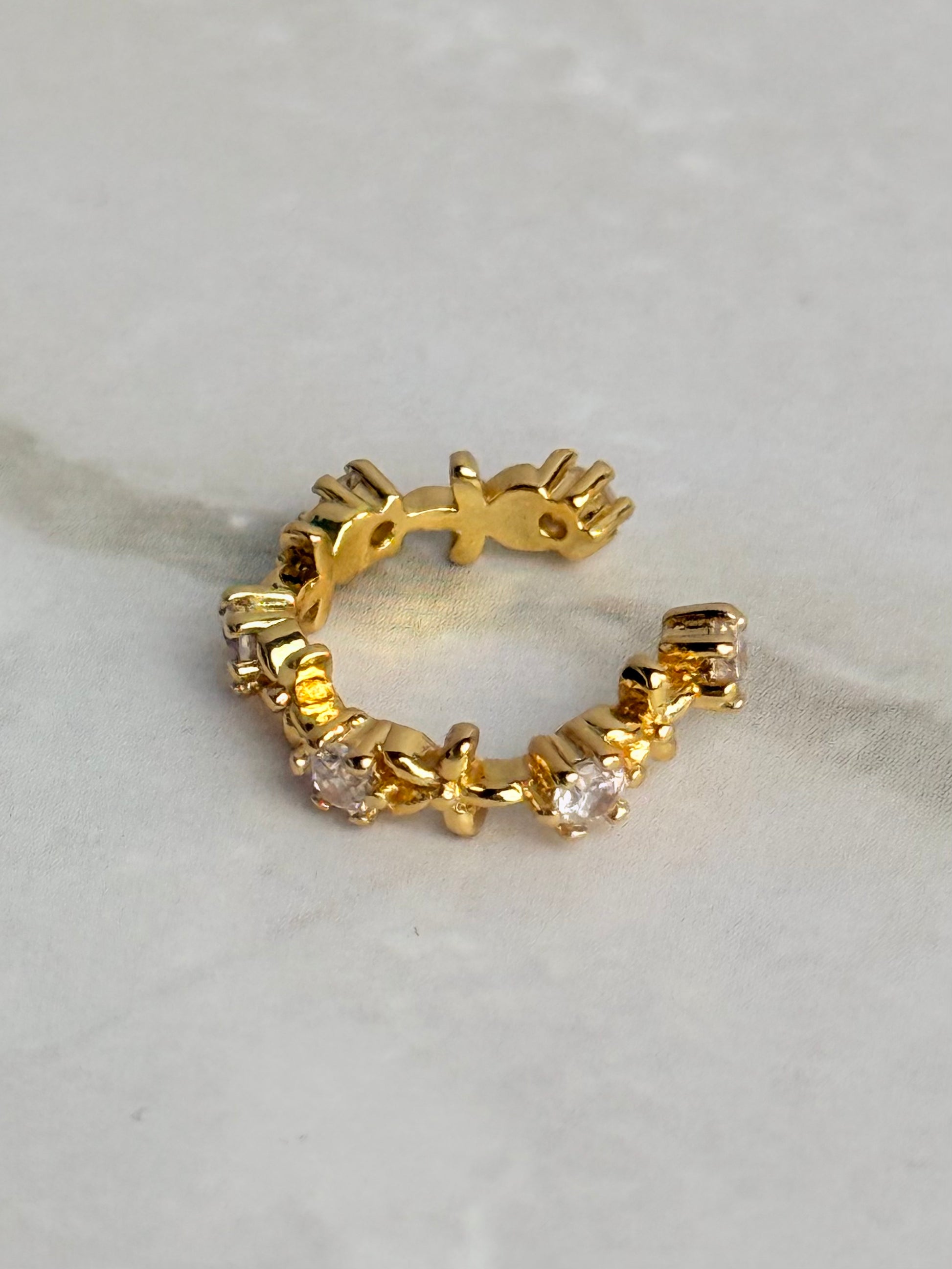 Flower Crystal Earcuff 14K vergoldet, versch. Farben
