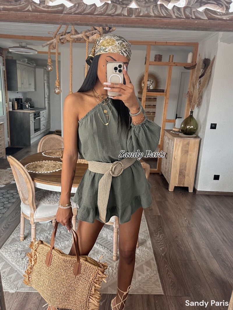 Viraler musselin jumpsuit mit Hosenrock 